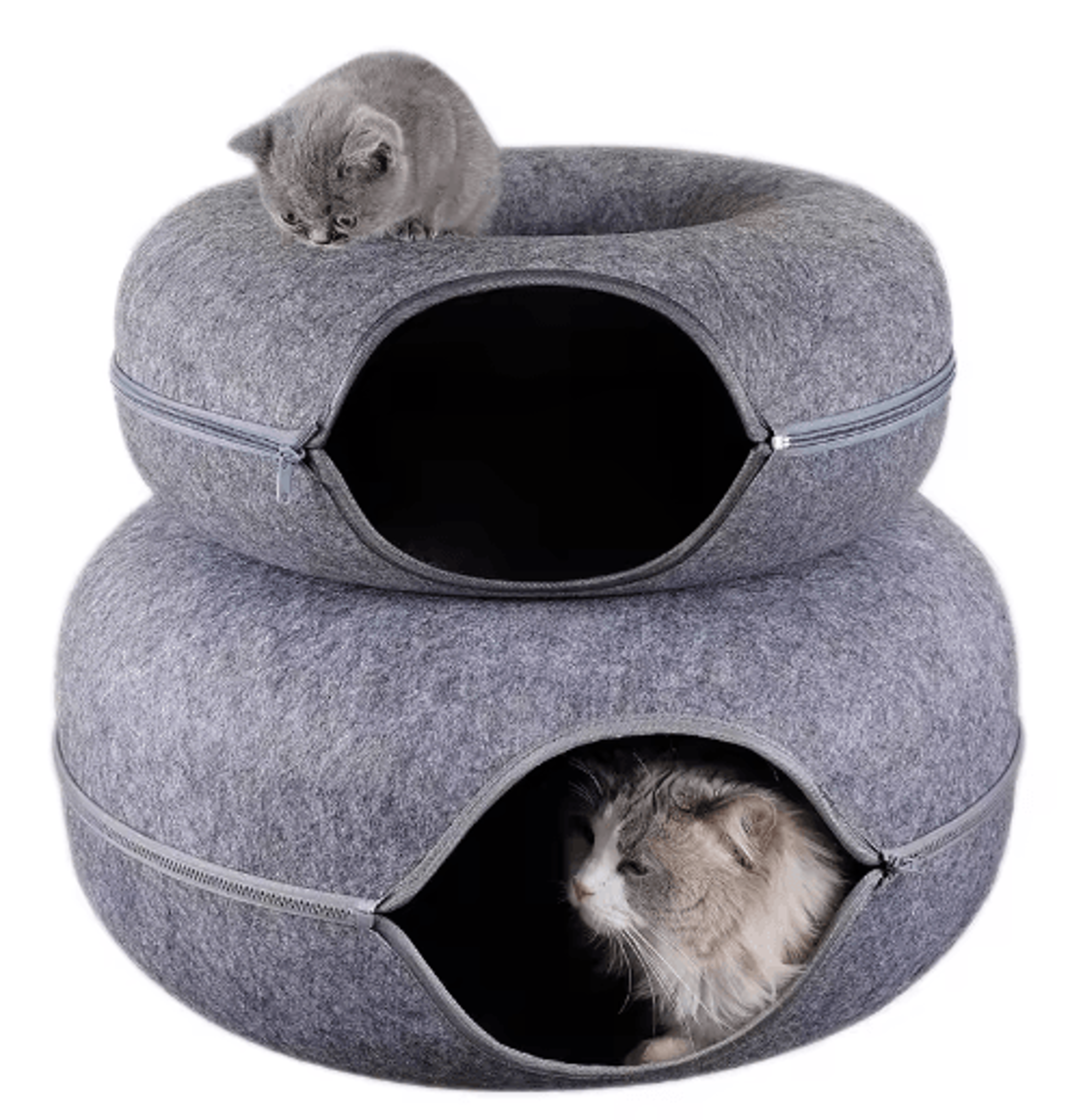 donut felt cat tunnel bed interactive wool cat cave & play house for indoor cats
