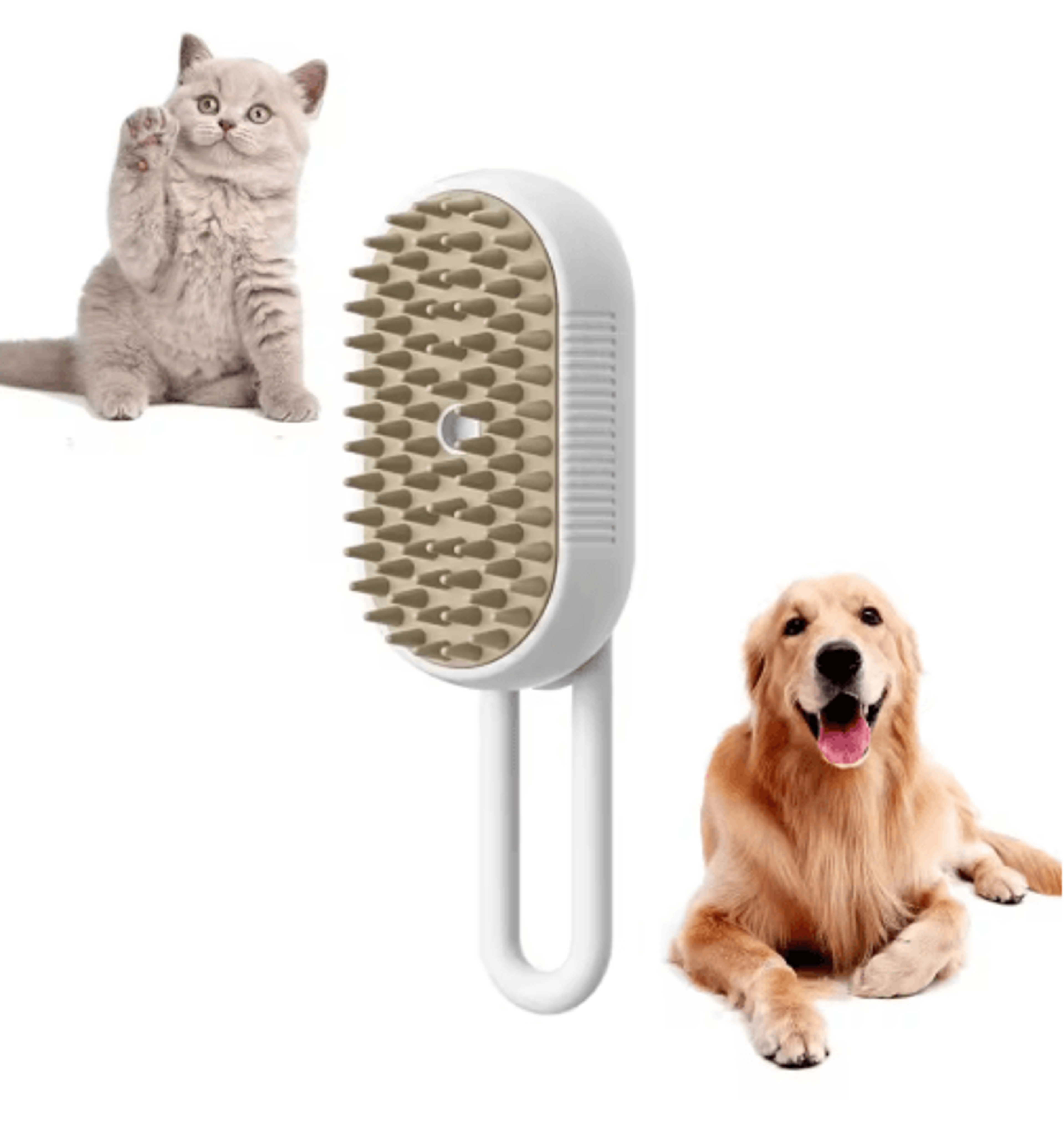 rechargeable steam cat grooming brush 3-in-1 self cleaning pet comb