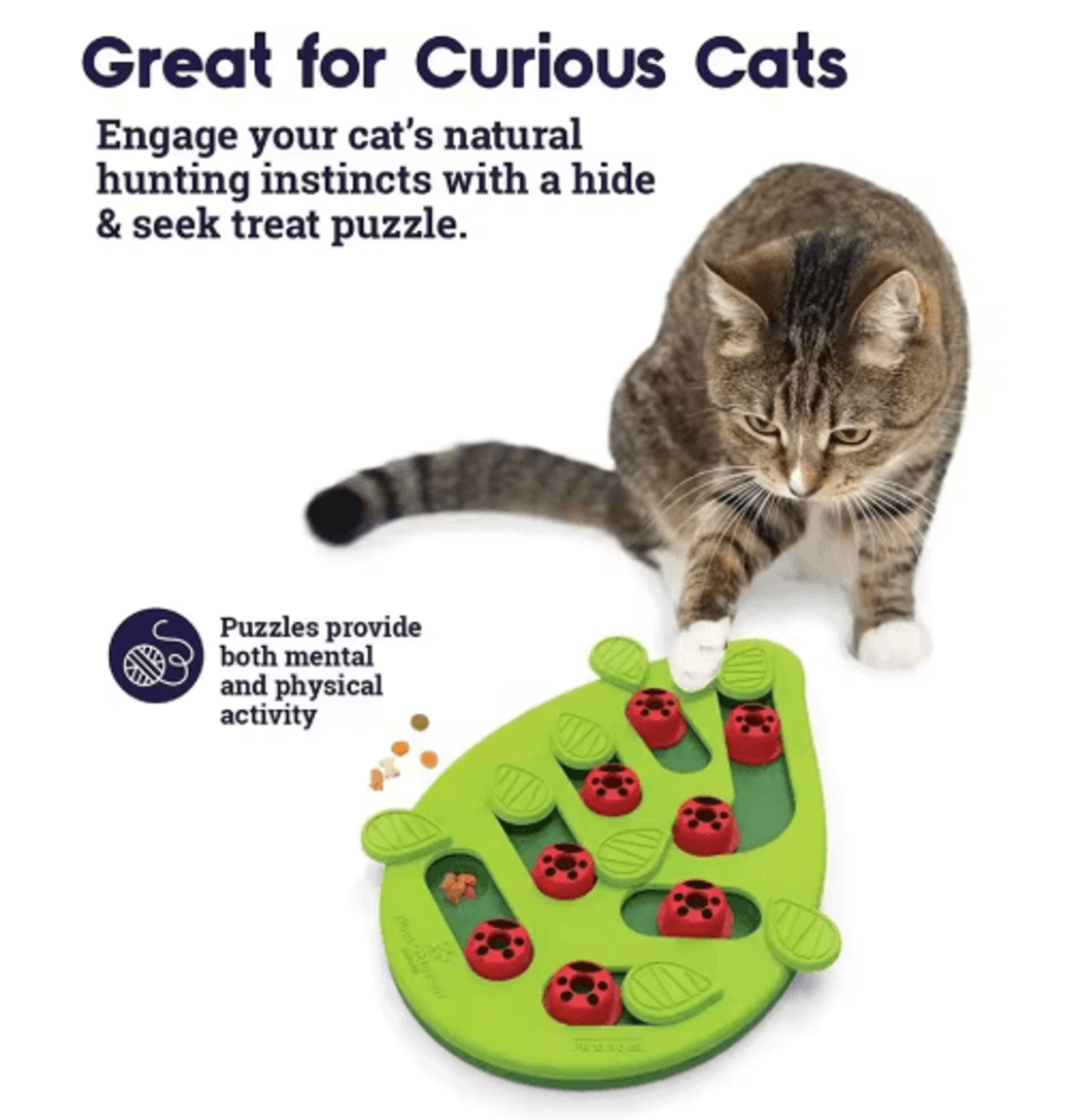 interactive cat puzzle toy with adjustable treat feeding challenge