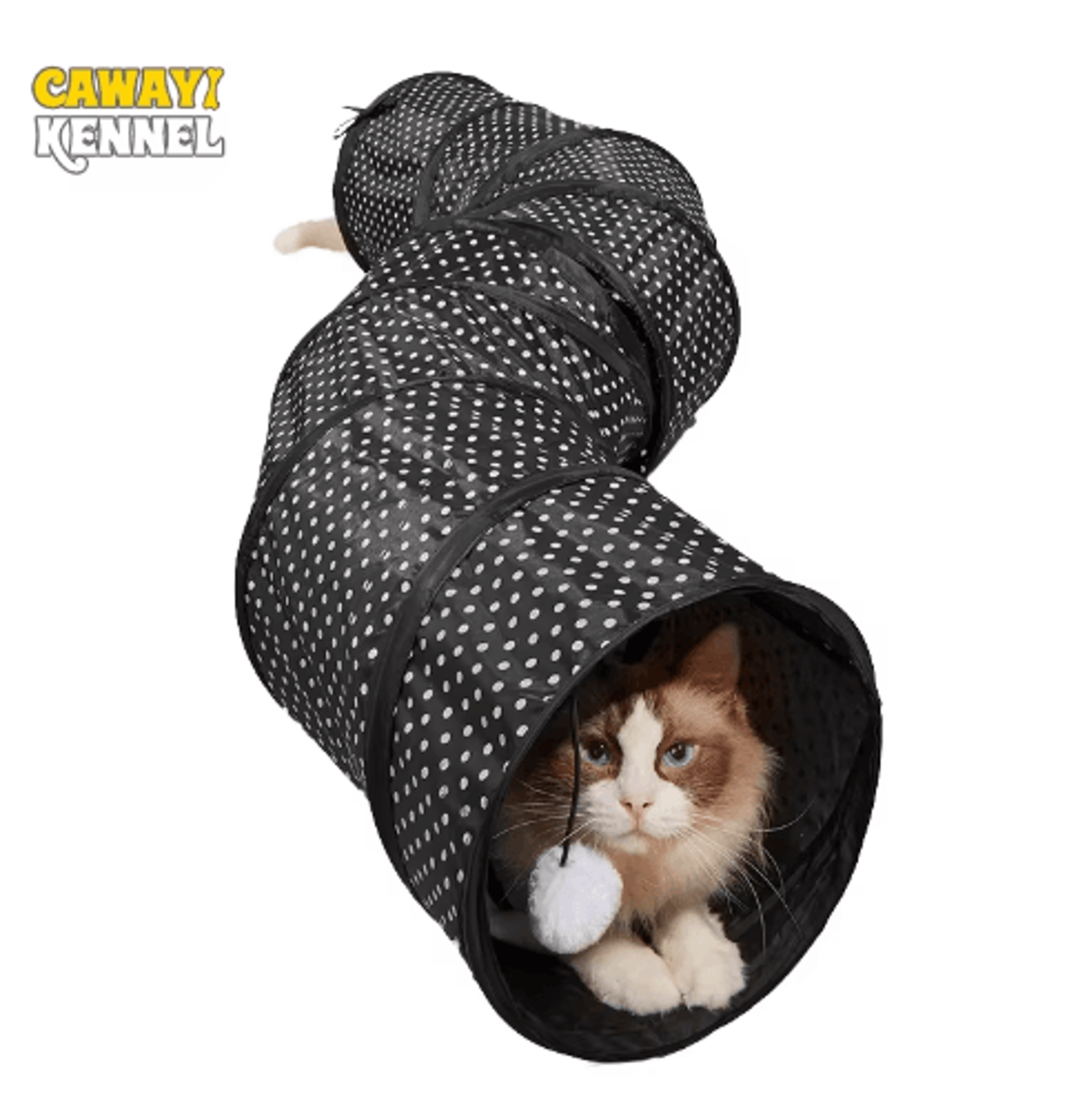 cawayi kennel cat tunnel s-shape collapsible play tube for indoor & outdoor fun