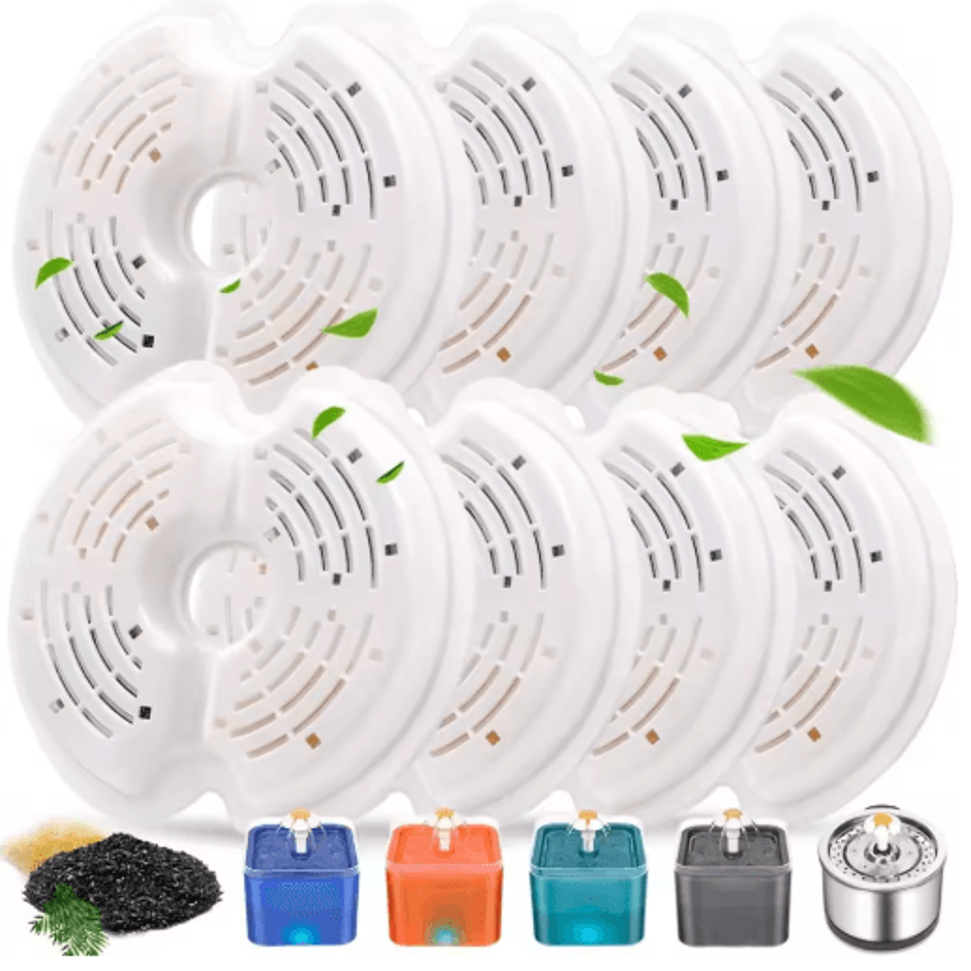 8-pack cat fountain filters – activated carbon replacement filters for pet water fountains