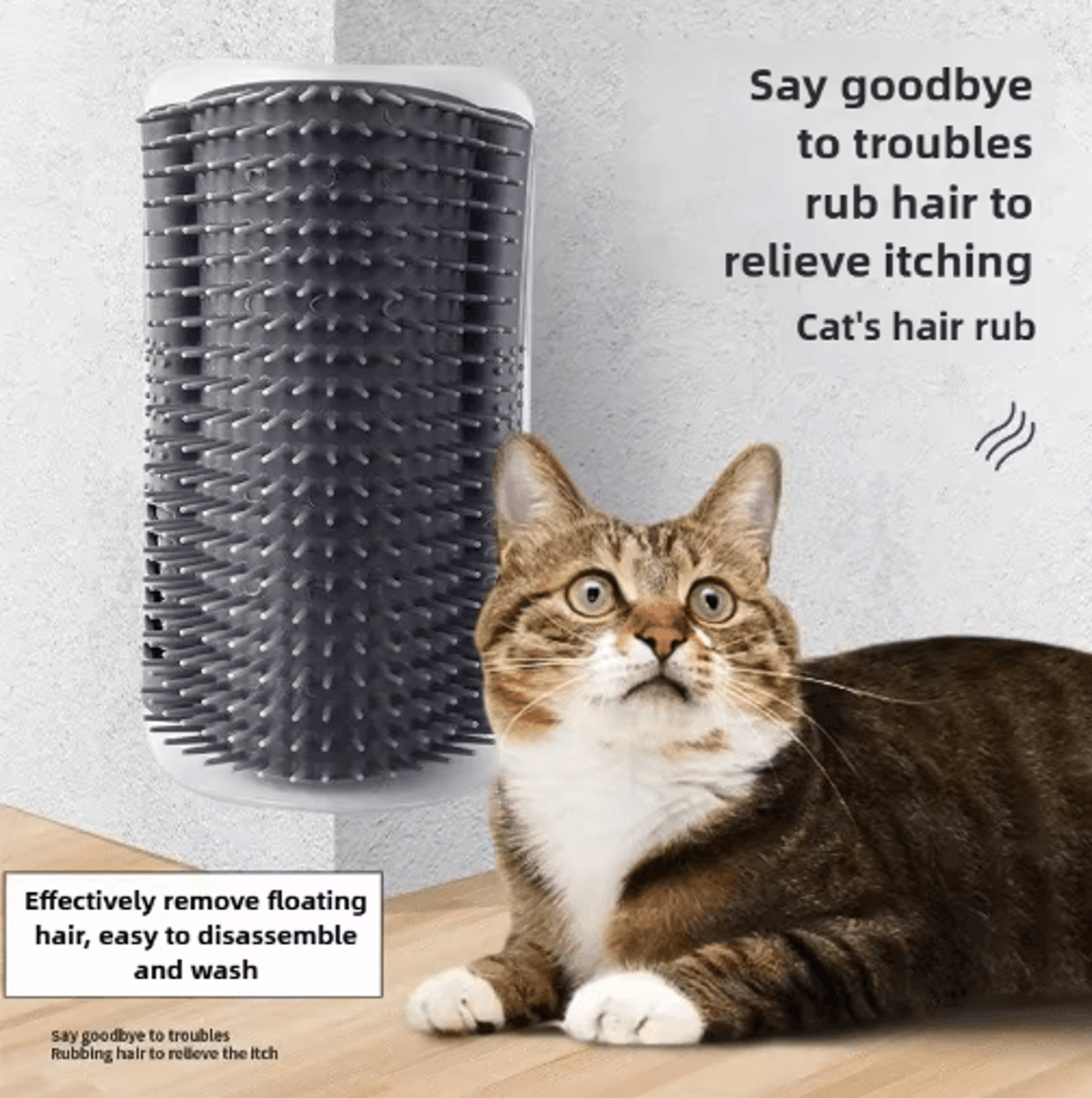 wall-mounted cat corner scratcher with catnip – self-grooming interactive toy