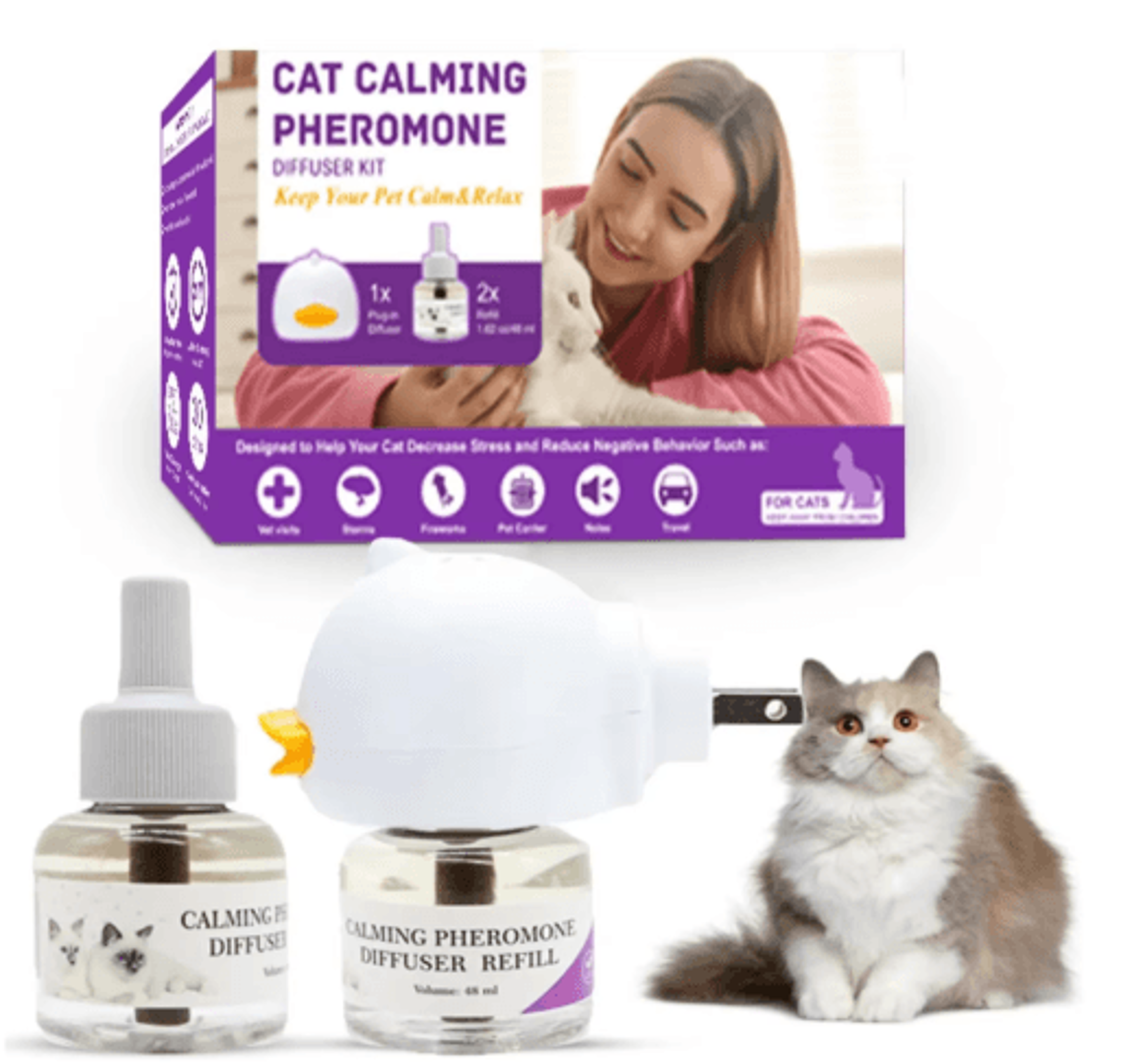 cat pheromone diffuser starter kit – 30-day calming plug-in for stress relief