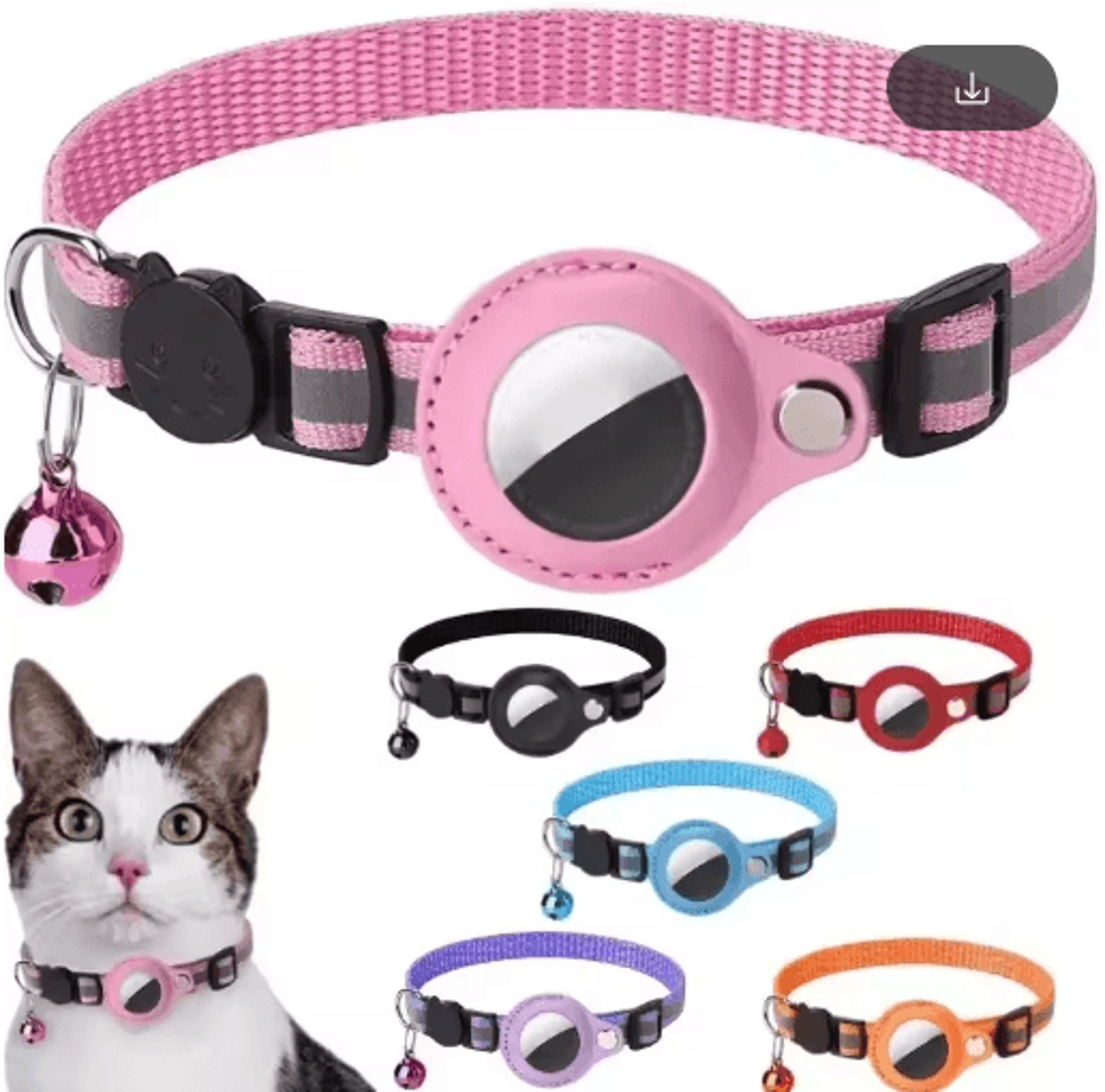 reflective airtag cat collar – anti-lost gps tracker holder with bell