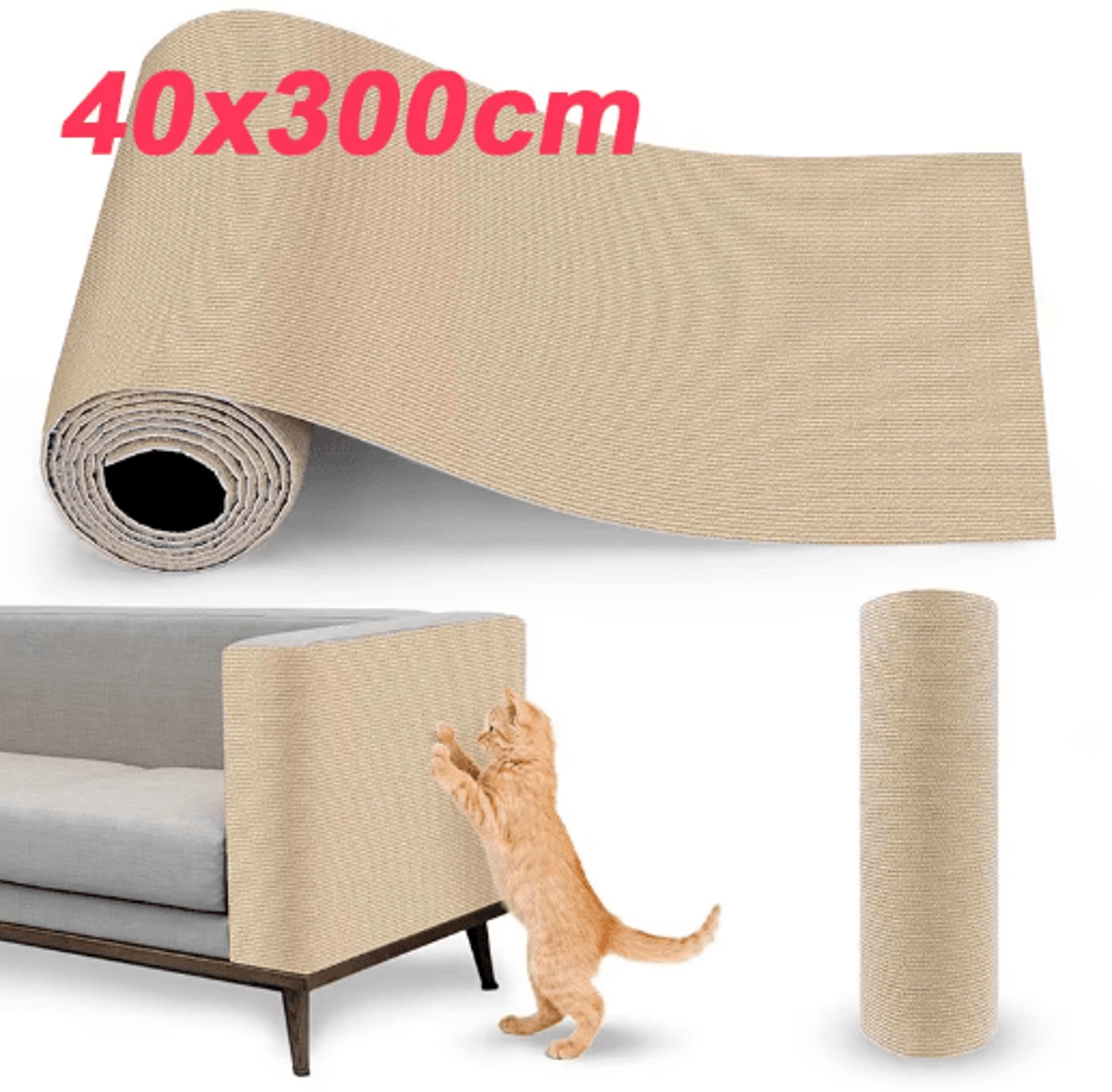 40by300cm self-adhesive cat scratch mat – trimmable sofa & furniture protector