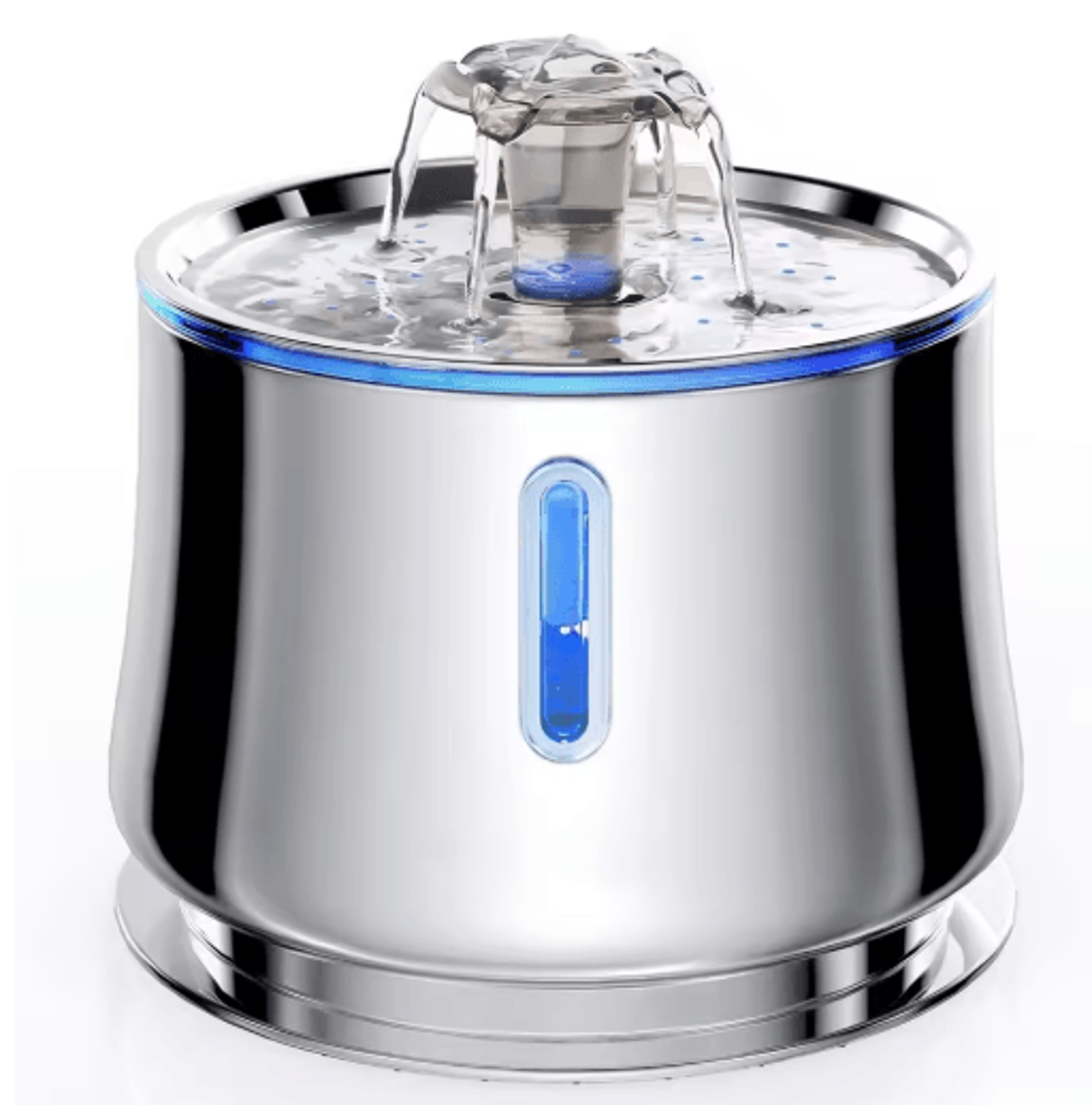 2.5l stainless steel cat water fountain with water level window ultra-quiet automatic pet dispenser