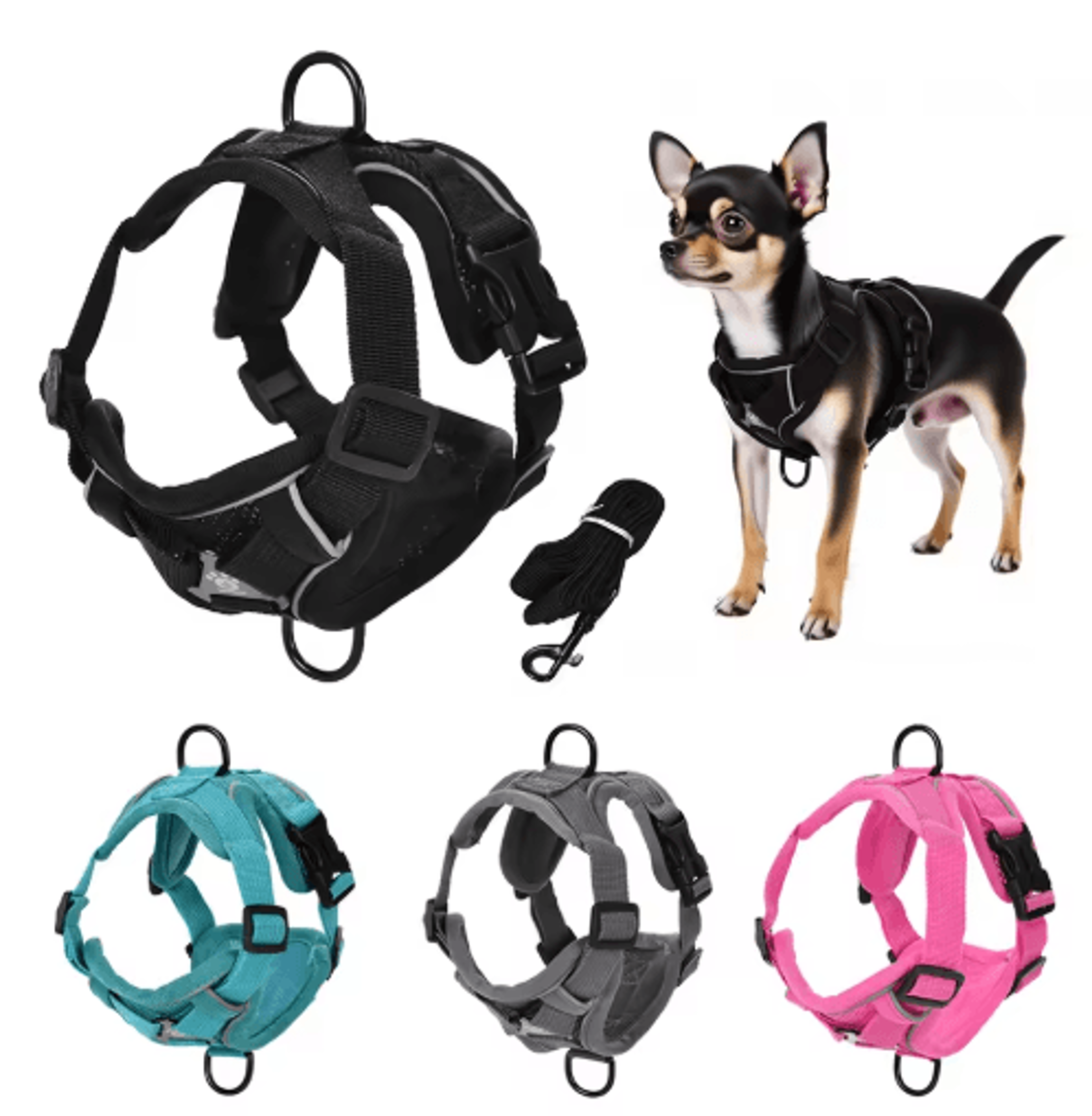 reflective pet harness & leash set – breathable vest for small & medium dogs and cats