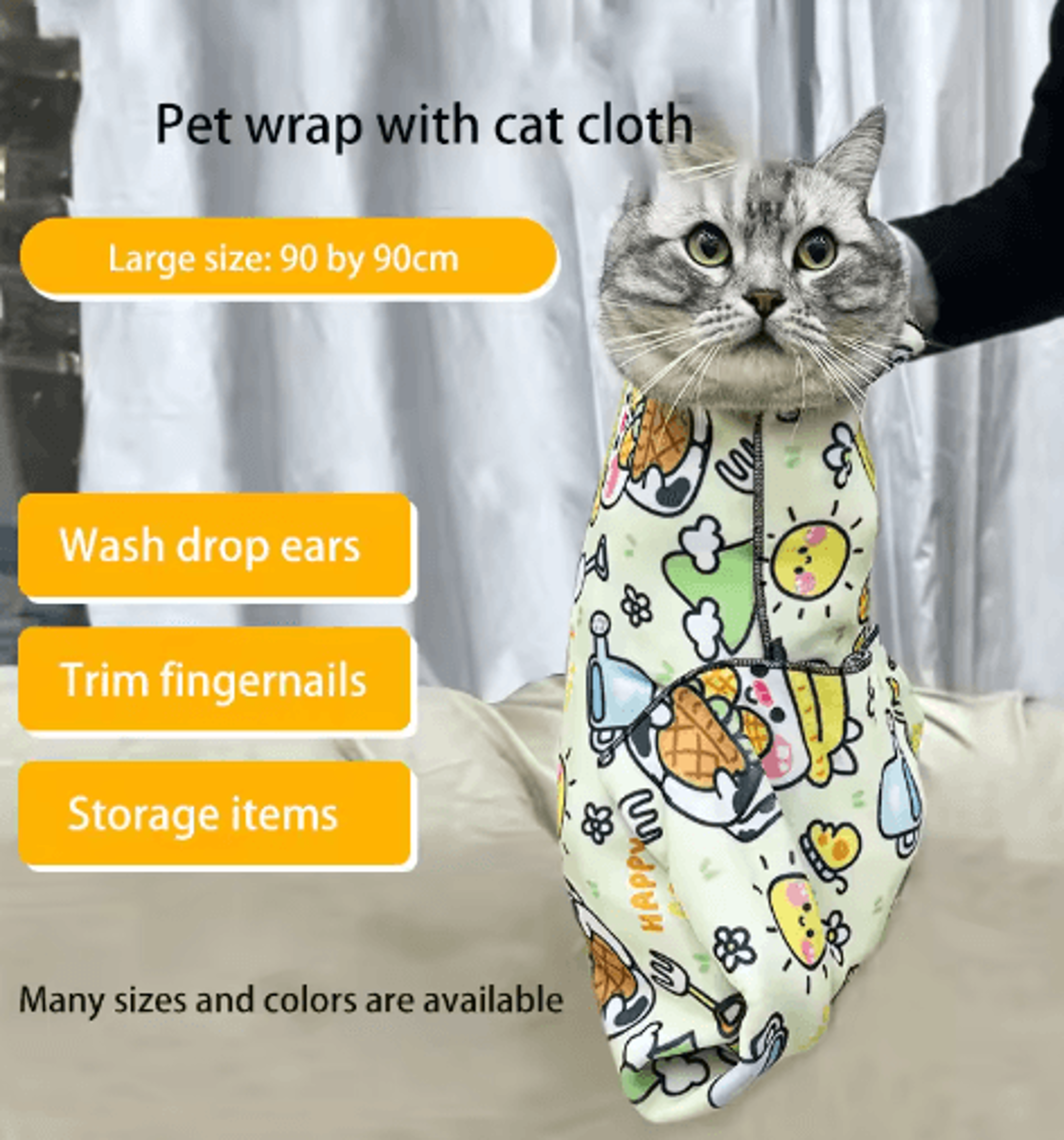 cat grooming wrap burrito – self-adherent anti-scratch restraint for nail trimming & grooming