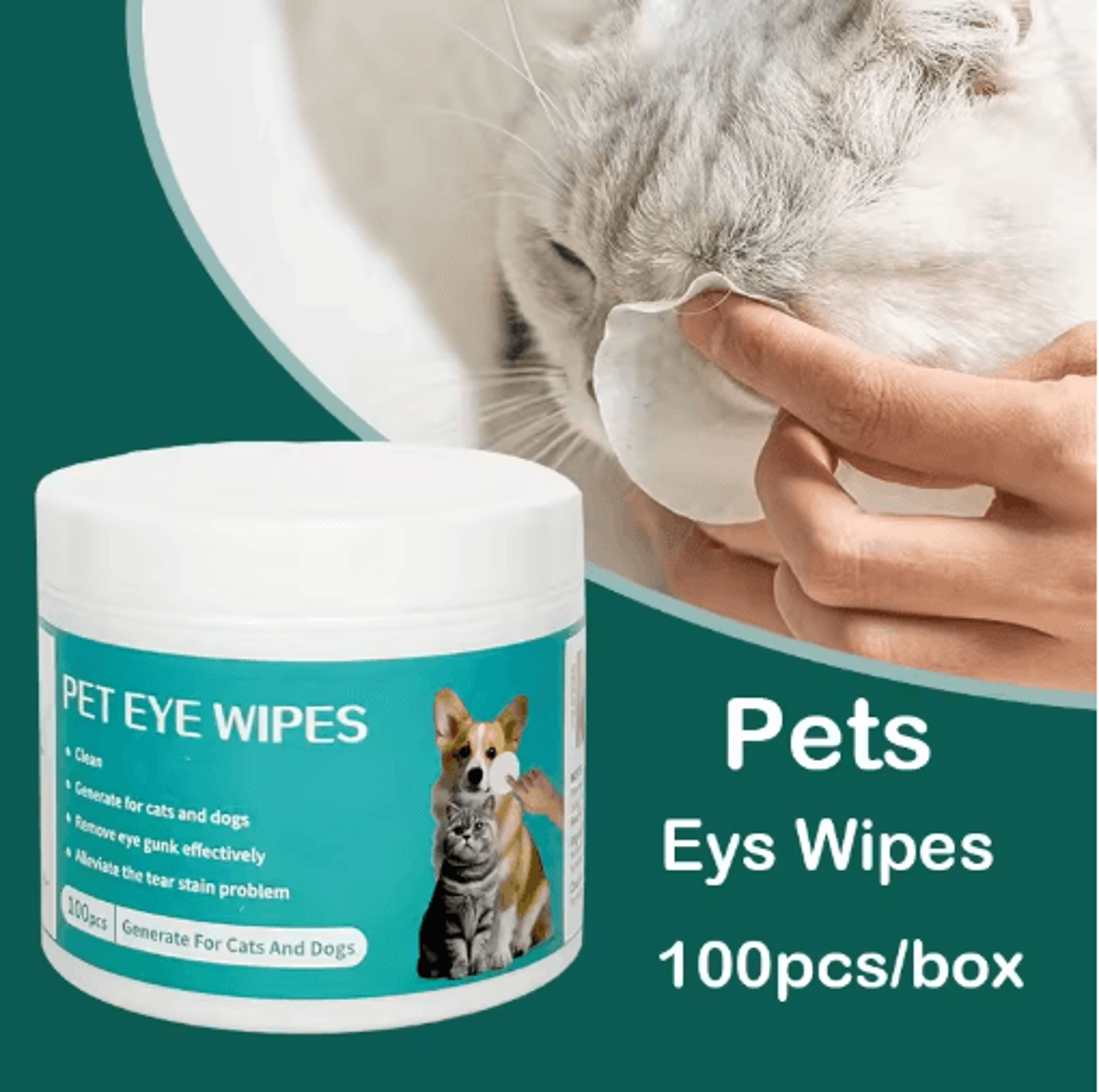 100pcs pet tear stain remover wipes gentle eye cleaning wipes for cats & dogs