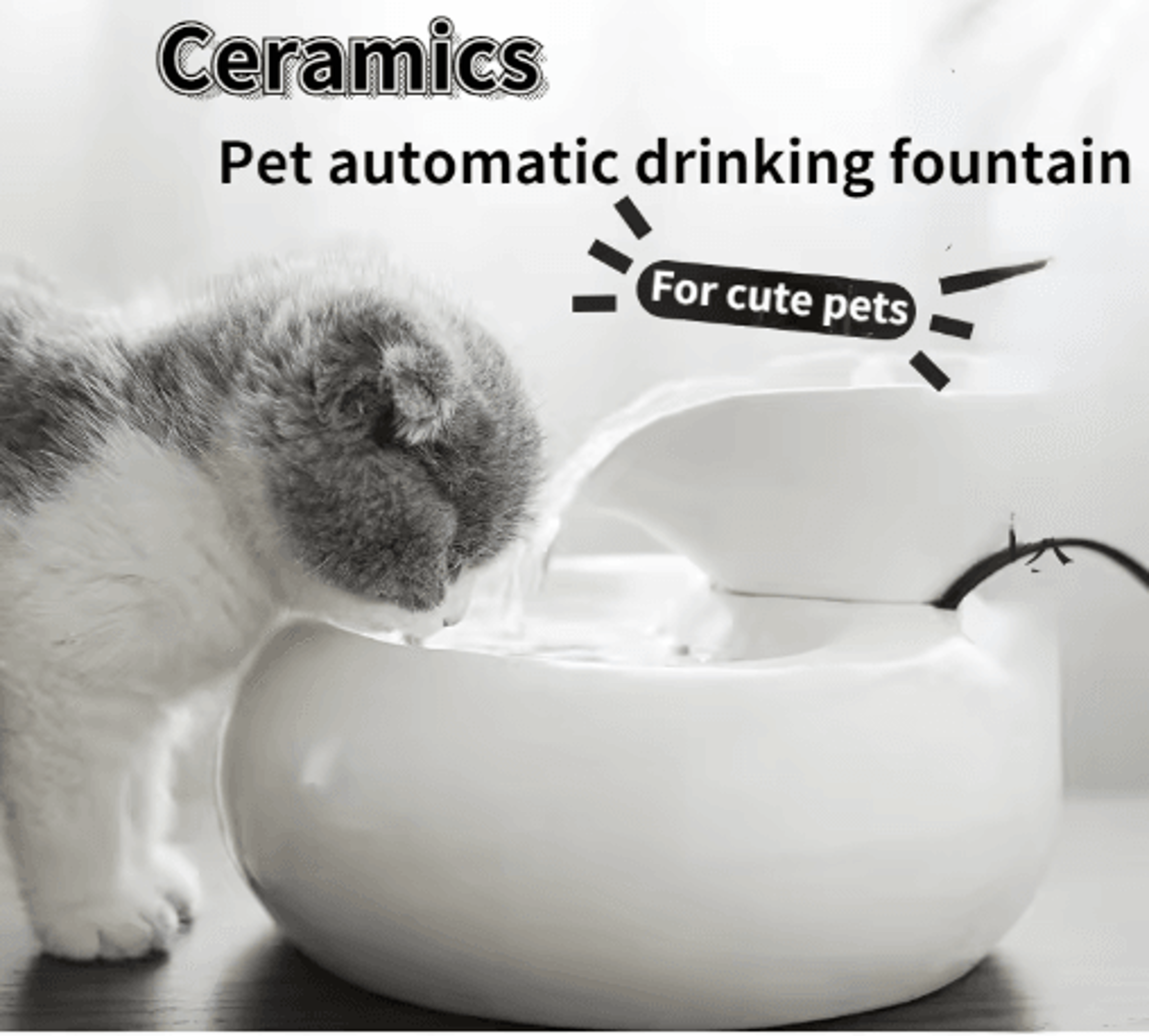 ceramic automatic cat water fountain leaf design circulating filter water dispenser