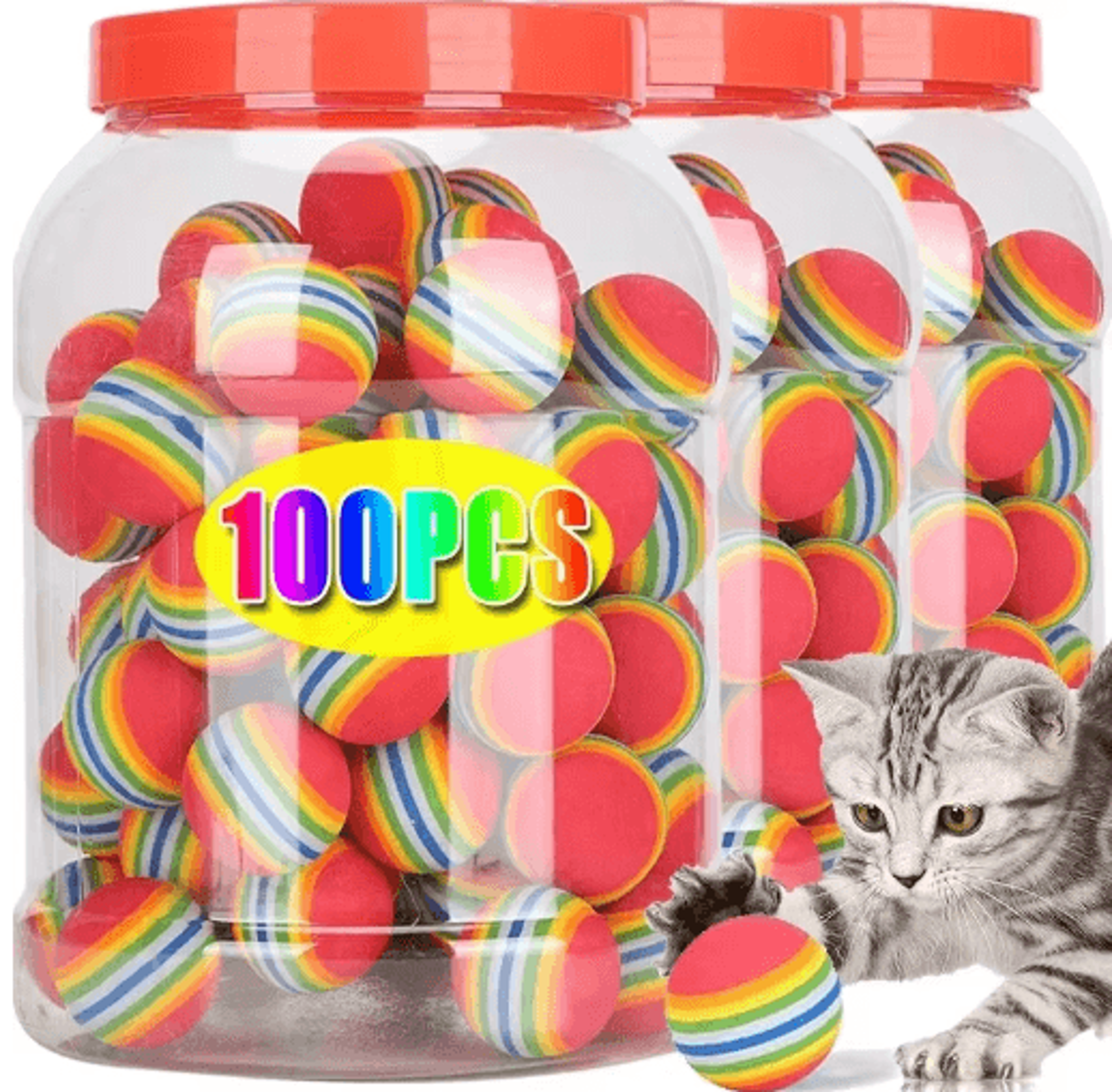 rainbow eva pet toy balls set – cat toy balls for interactive play, training & exercise