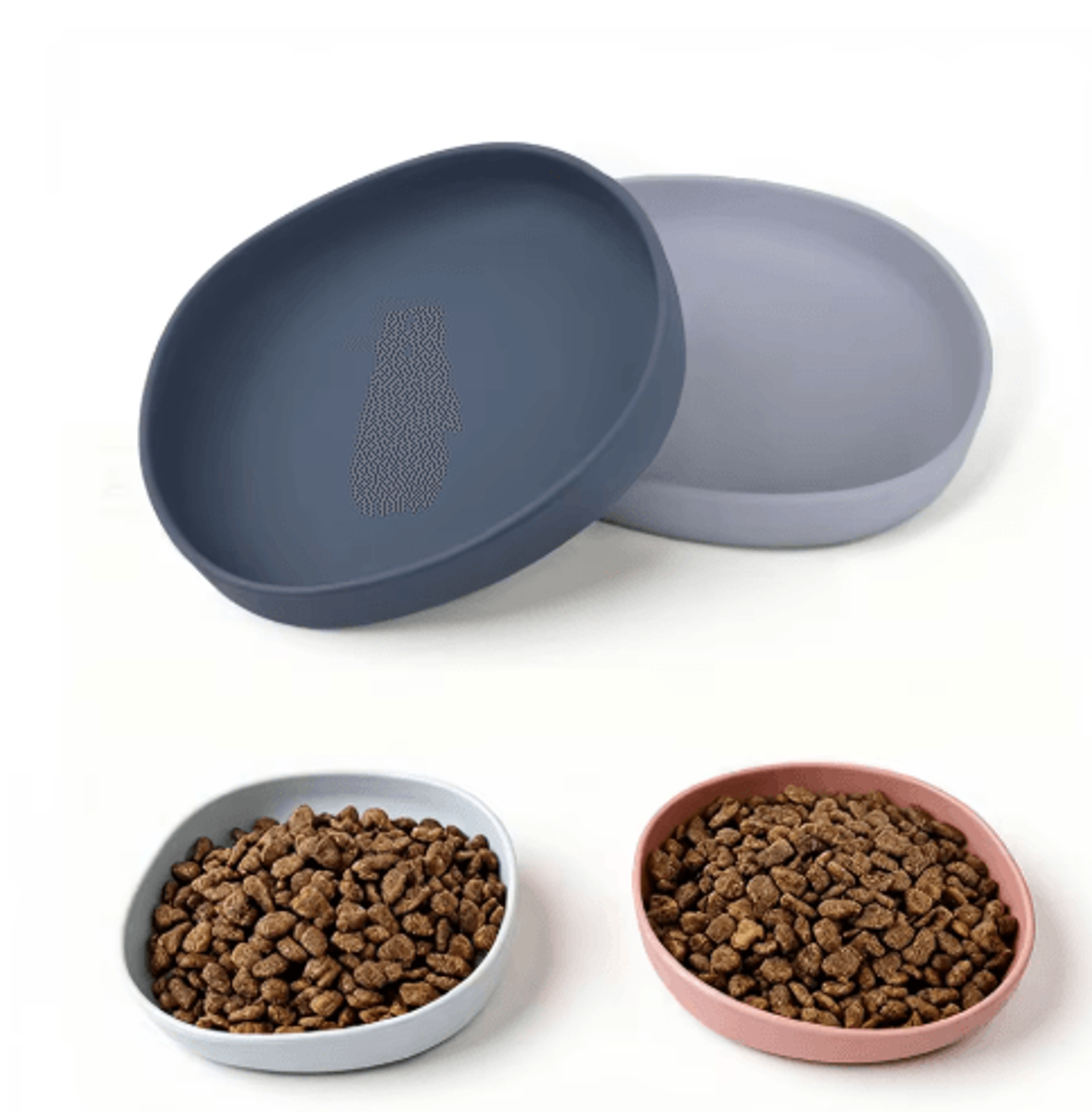 2-pack whisker-friendly silicone cat plates – cat feeding bowls for comfortable, mess-free mealtimes