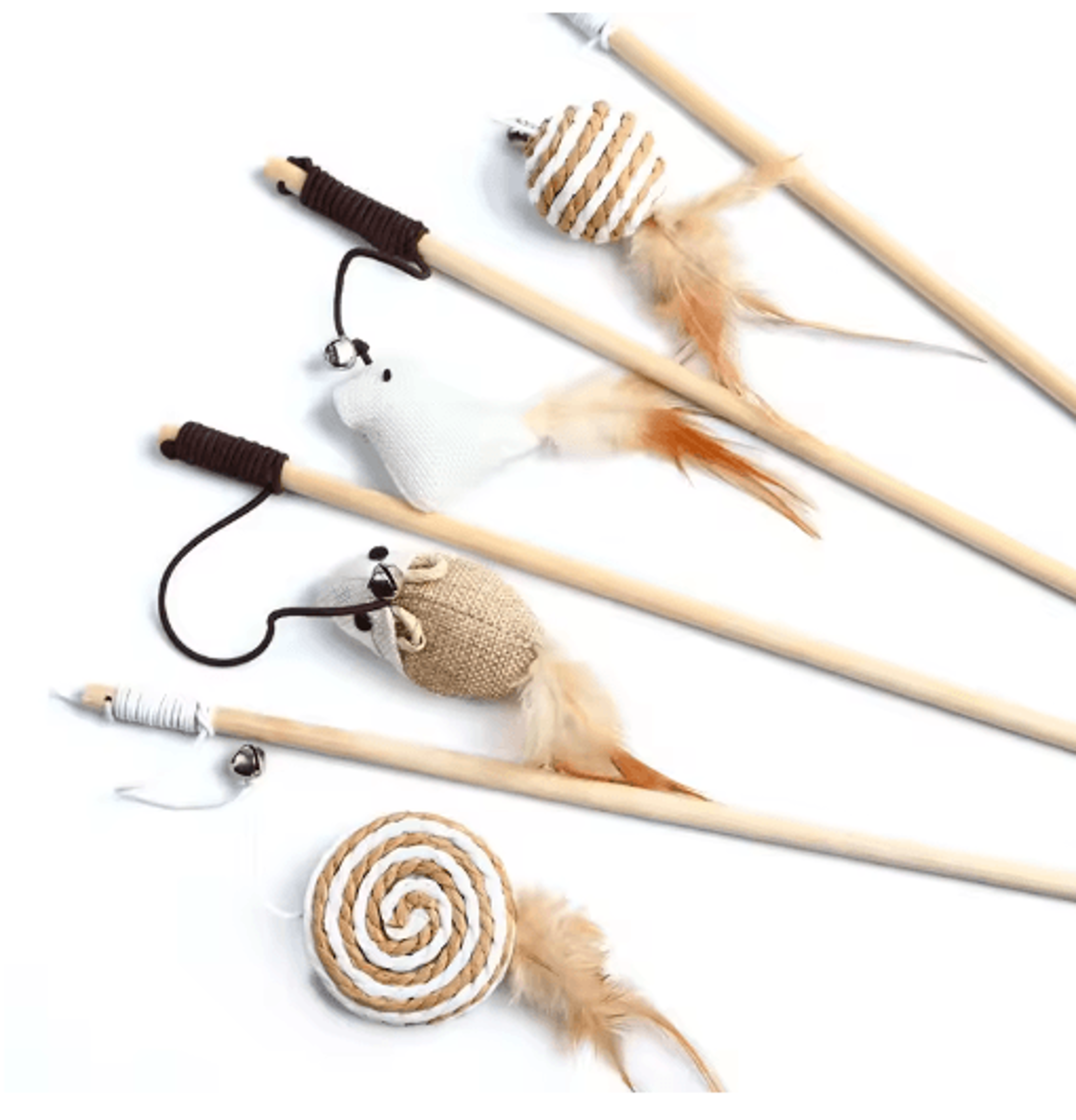 feather bchase interactive cat wand toy with colorful feather teaser