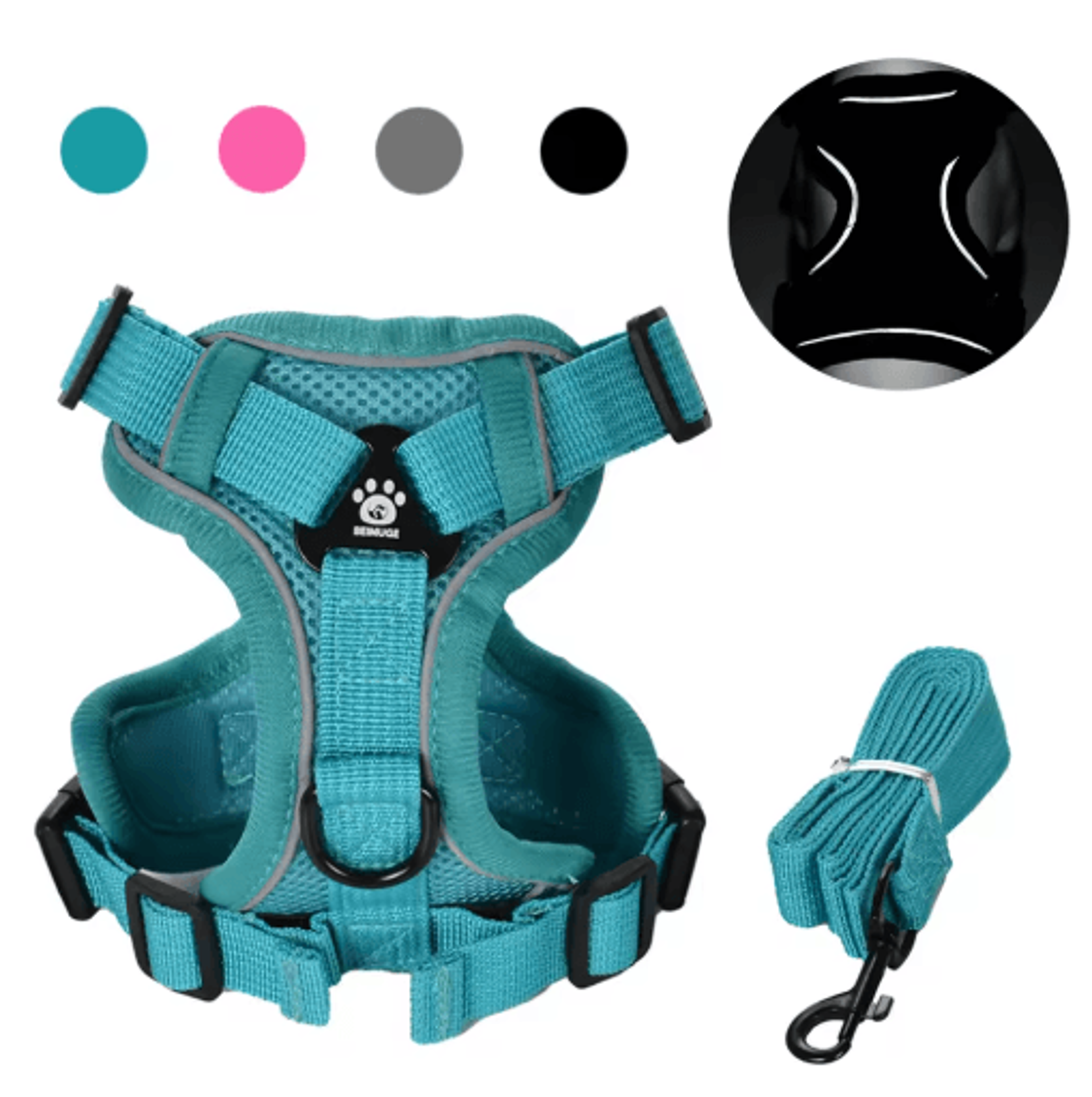 comfortglow reflective pet harness & leash set for cats and small dogs