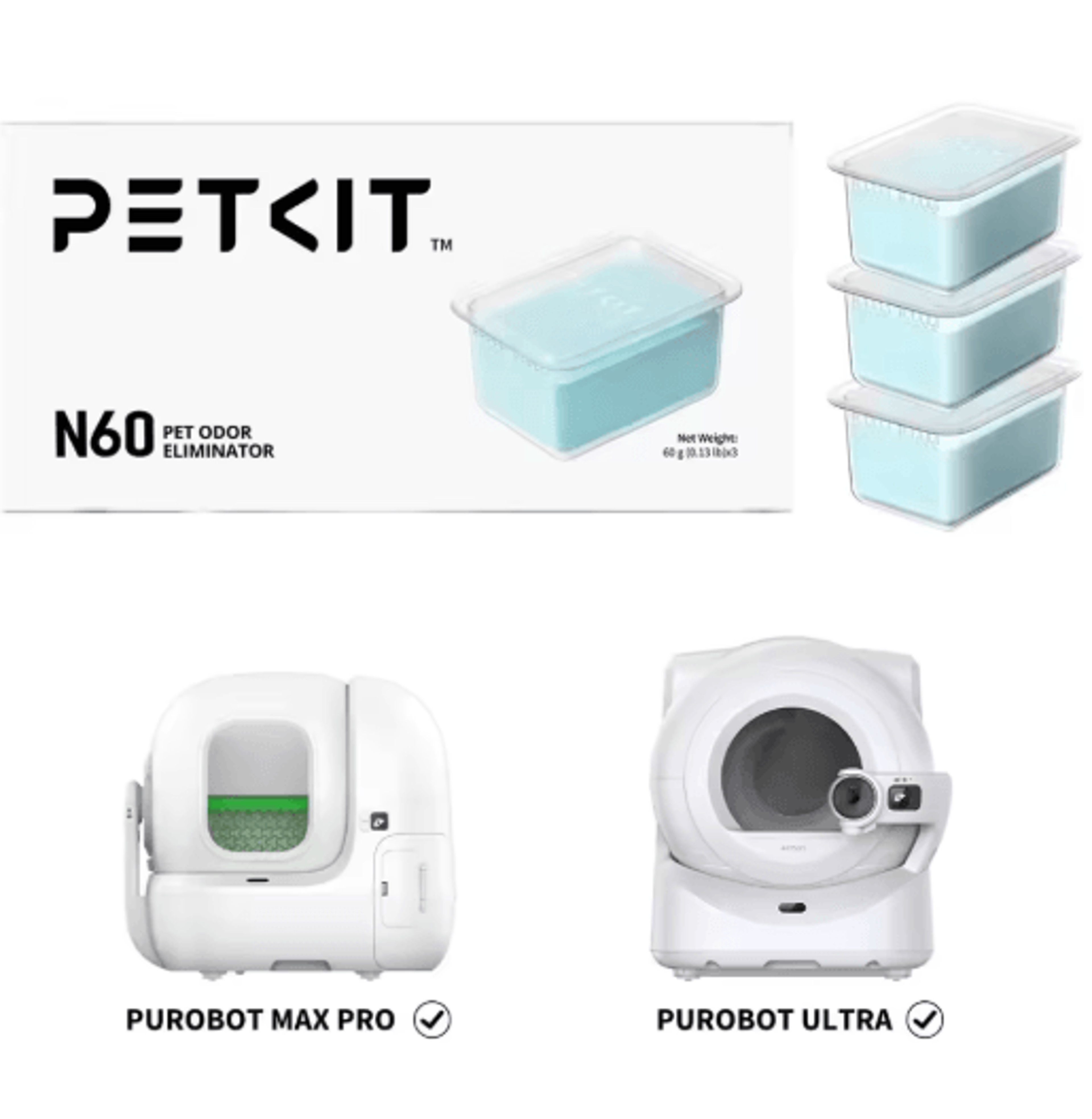 pet kit fresh guard n60 odor eliminator for purobot ultra self-cleaning cat litter box