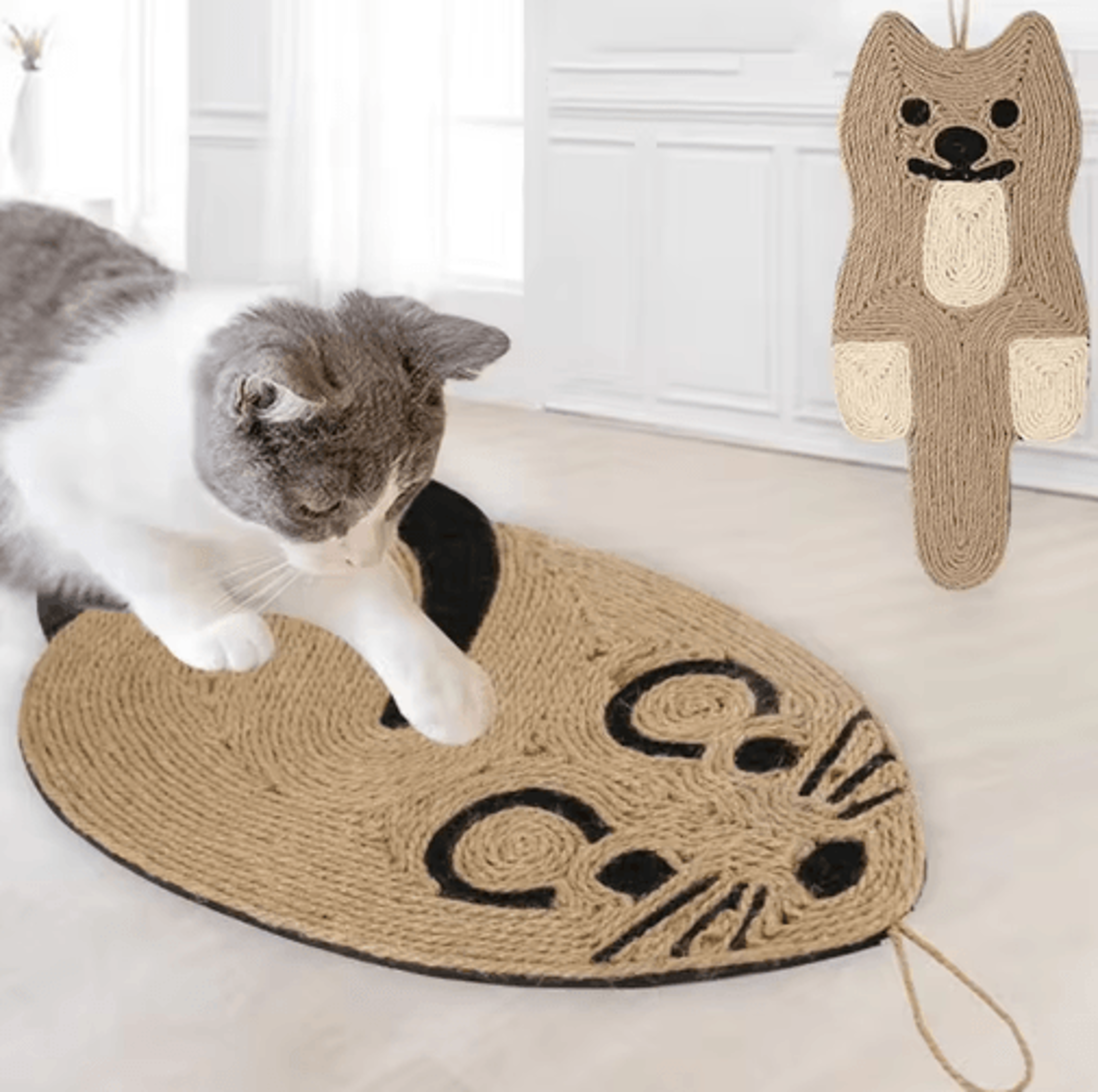 ecoscratch natural sisal cat scratching mat for indoor cats