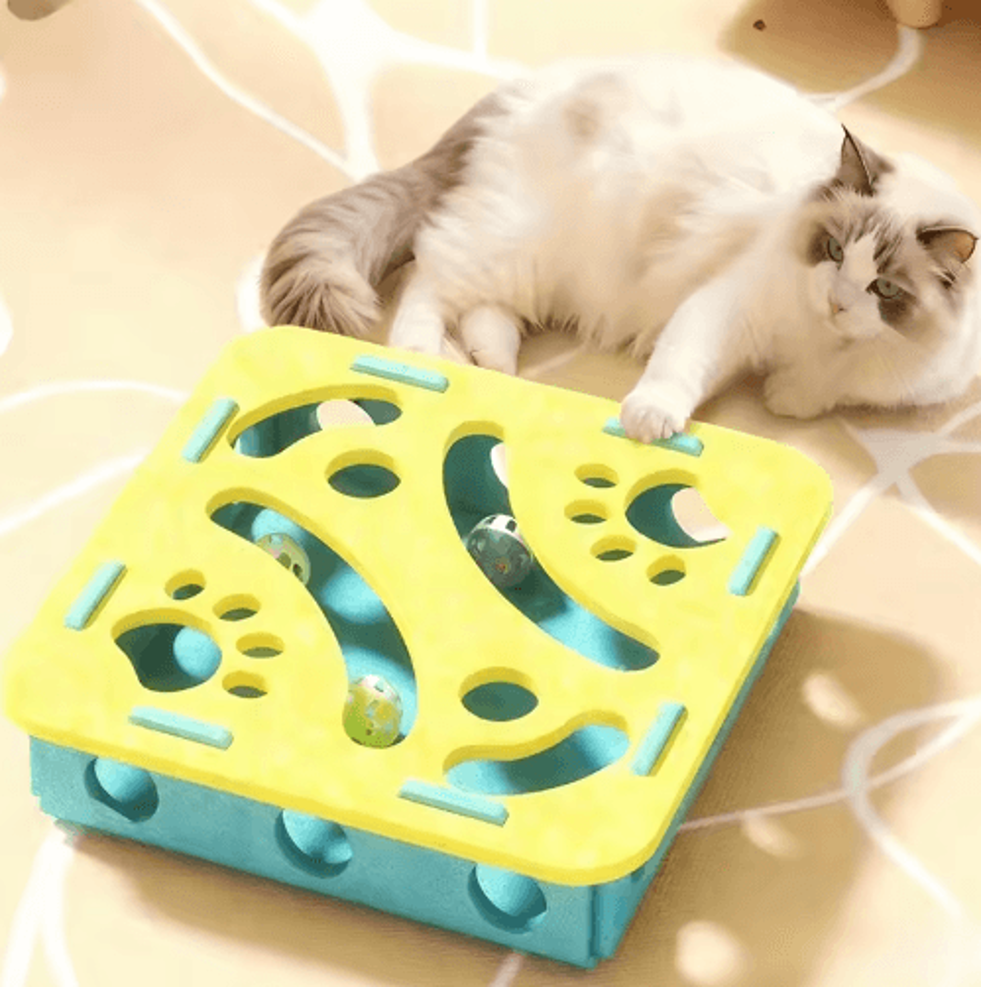 huntbox interactive felt tunnel puzzle toy for indoor cats
