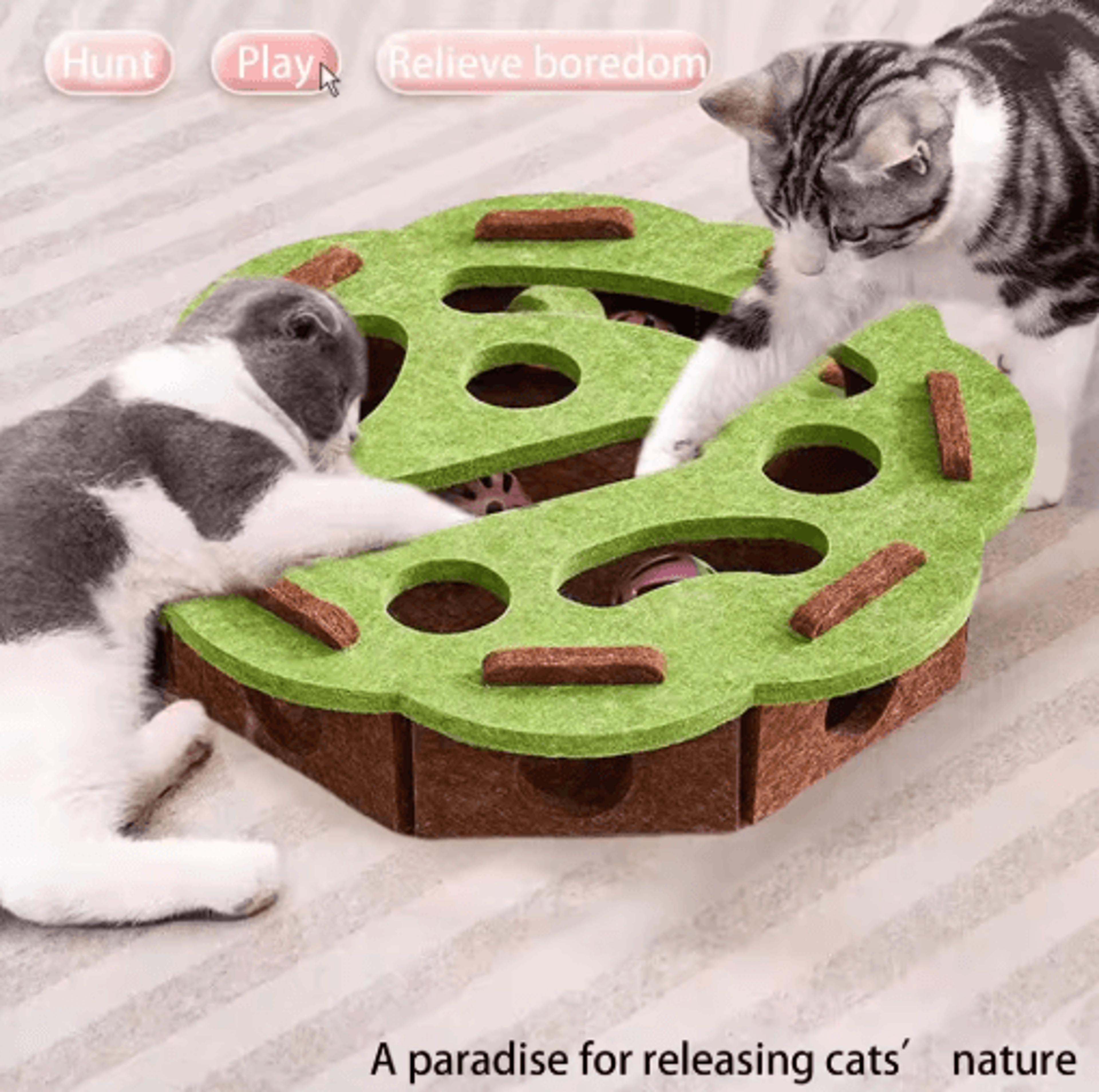 interactive cat puzzle maze scratcher toy with bell for mental enrichment