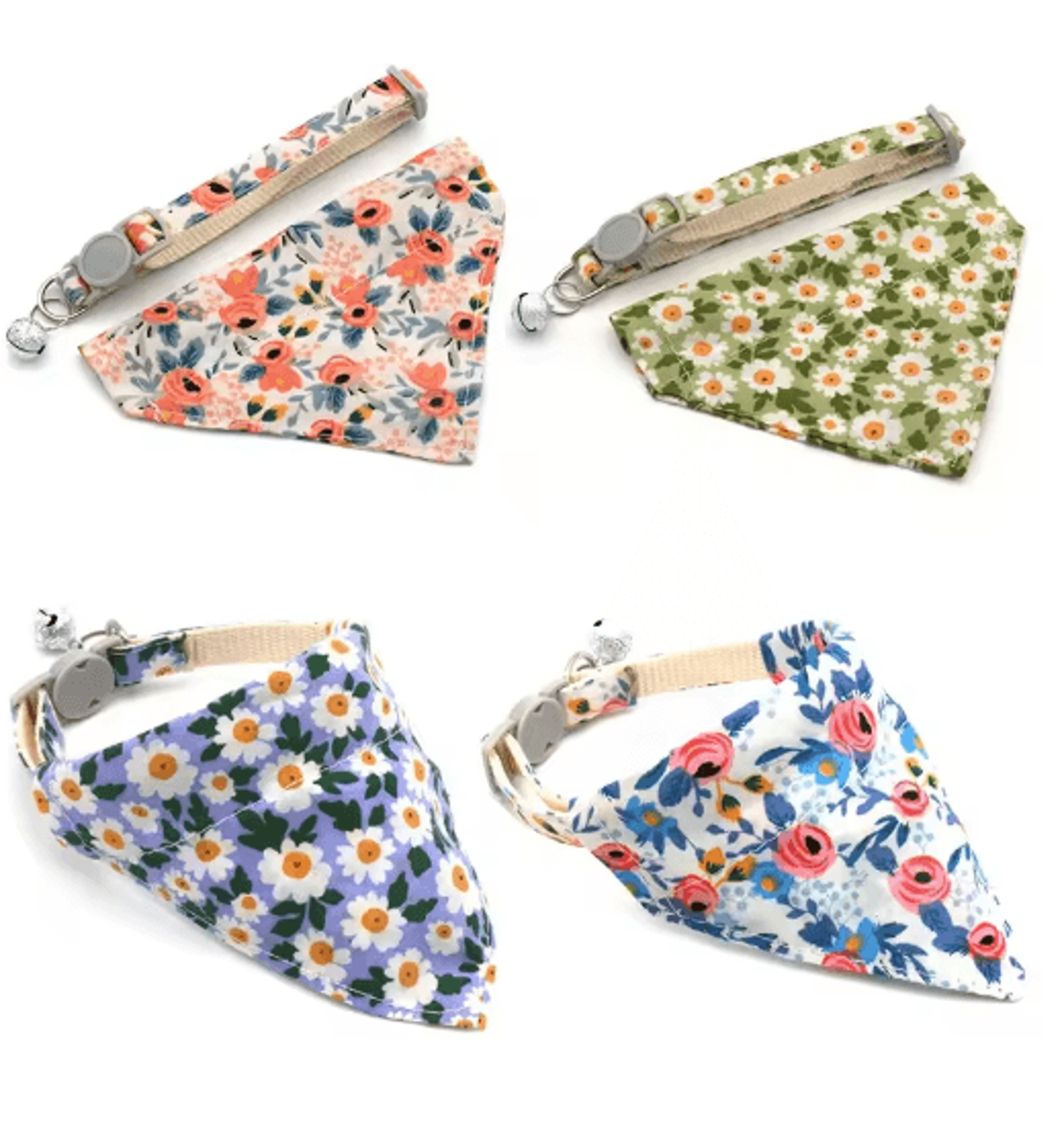 daisy charm adjustable pet bandana collar for cats & small dogs