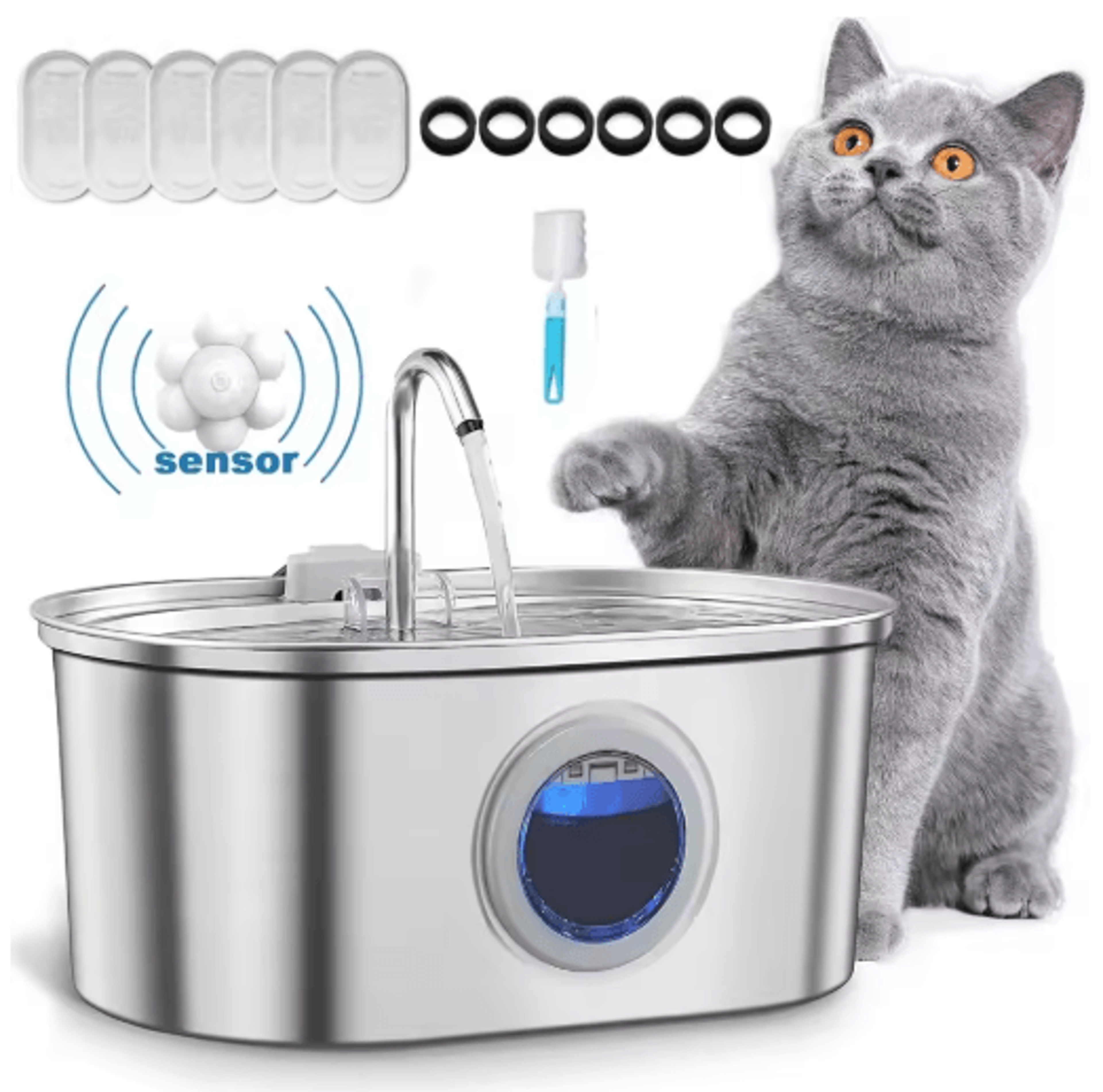 3.2l stainless steel automatic pet water fountain with smart sensor