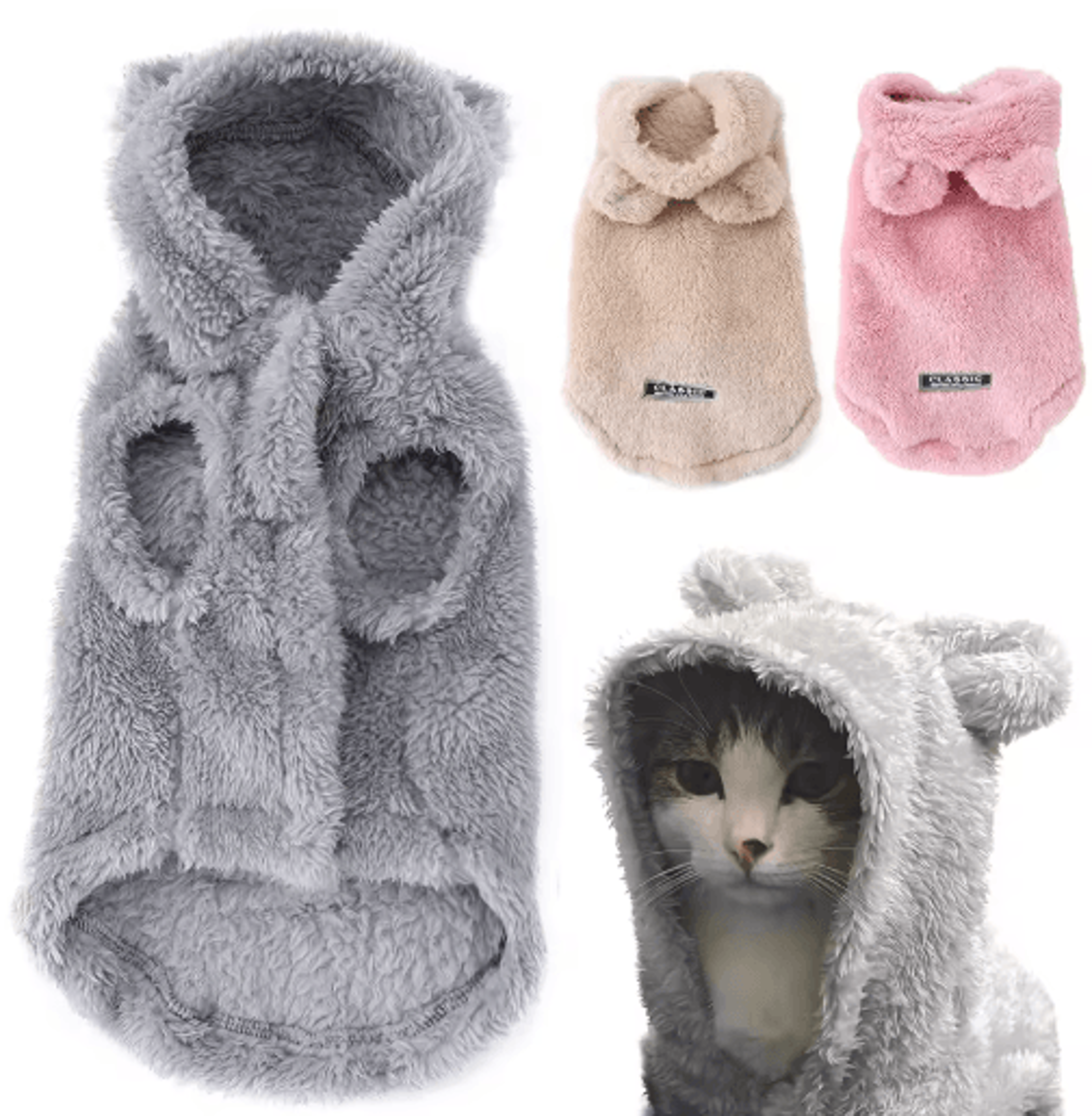 cozy fleece pet hoodie sweater for cats and small dogs