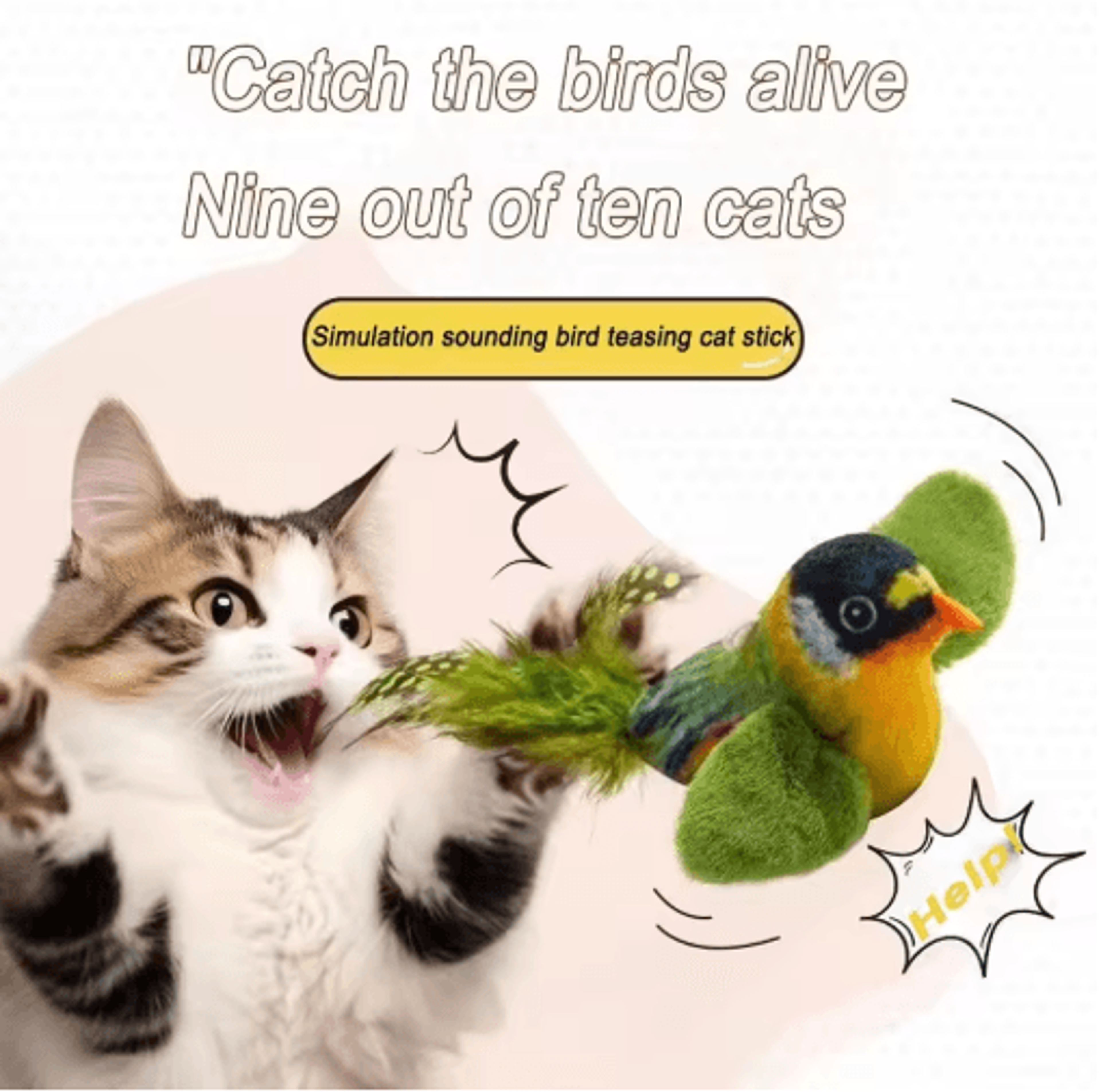 interactive hanging bird cat toy with catnip and sound effects