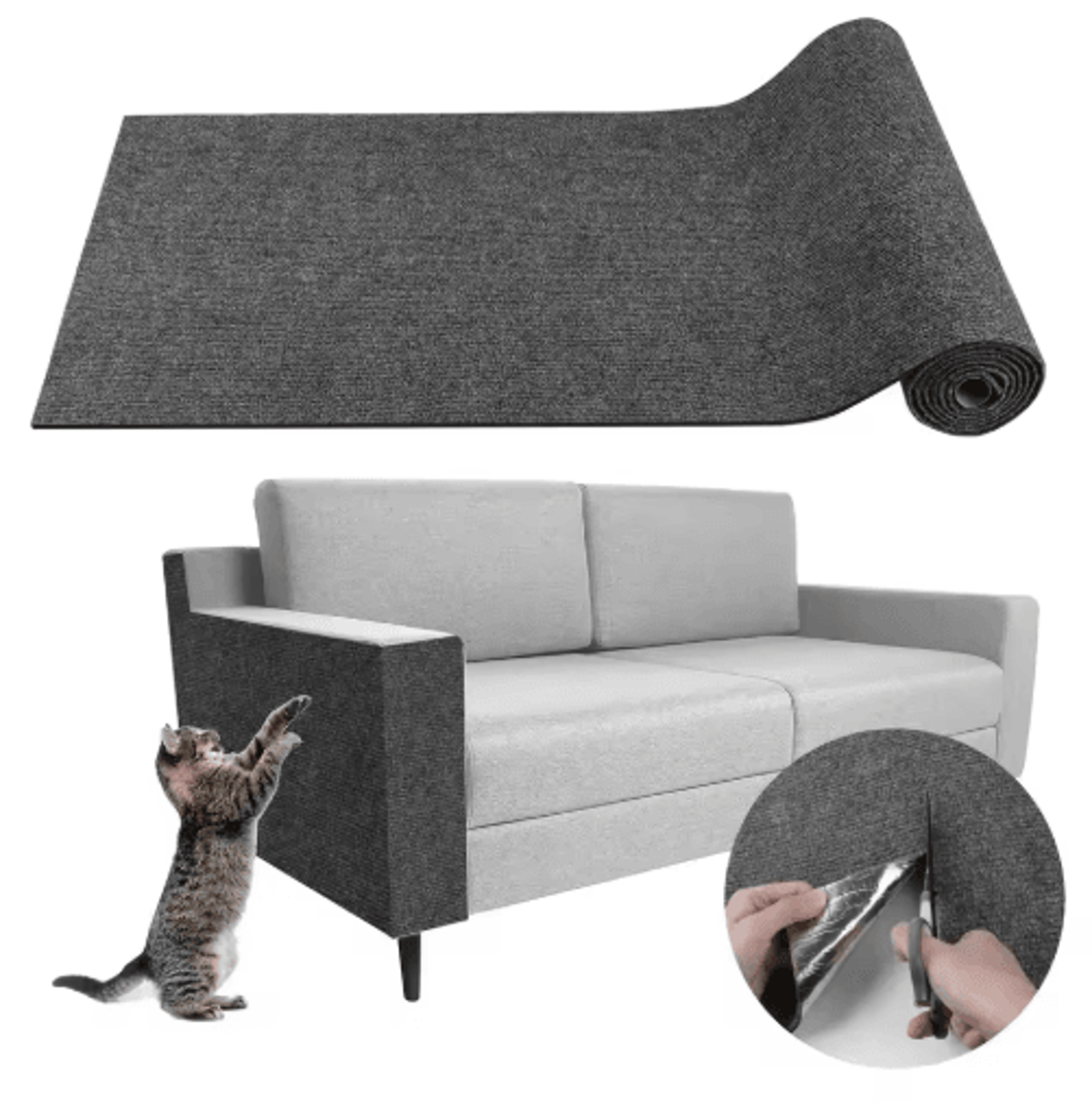 trimmable self-adhesive cat scratching mat – sofa protector & interactive scratch pad