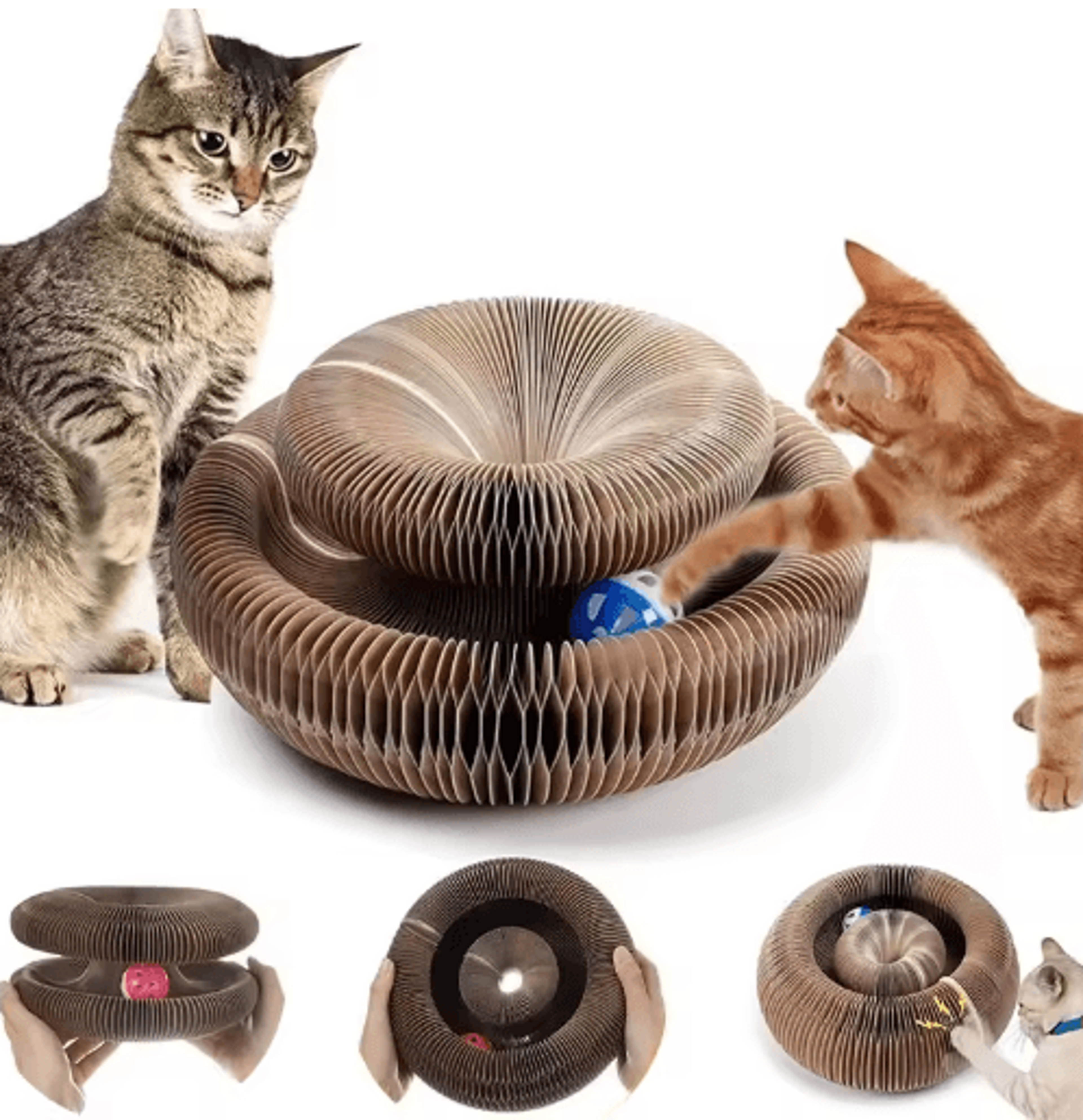 magic cat scratch board with ball track interactive corrugated scratcher & claw grinding toy