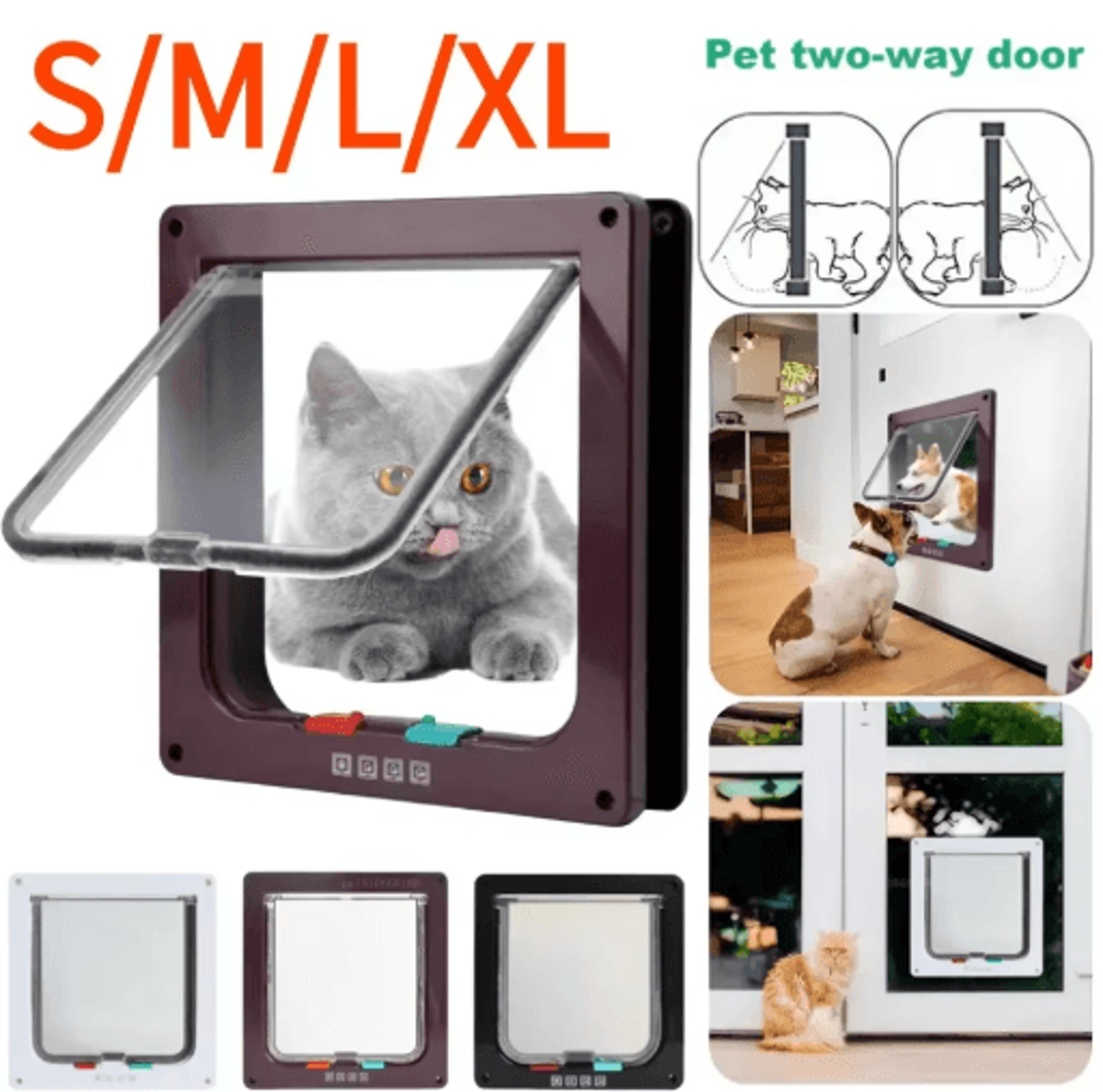 4-way locking weatherproof cat door – secure pet access door for interior & exterior us