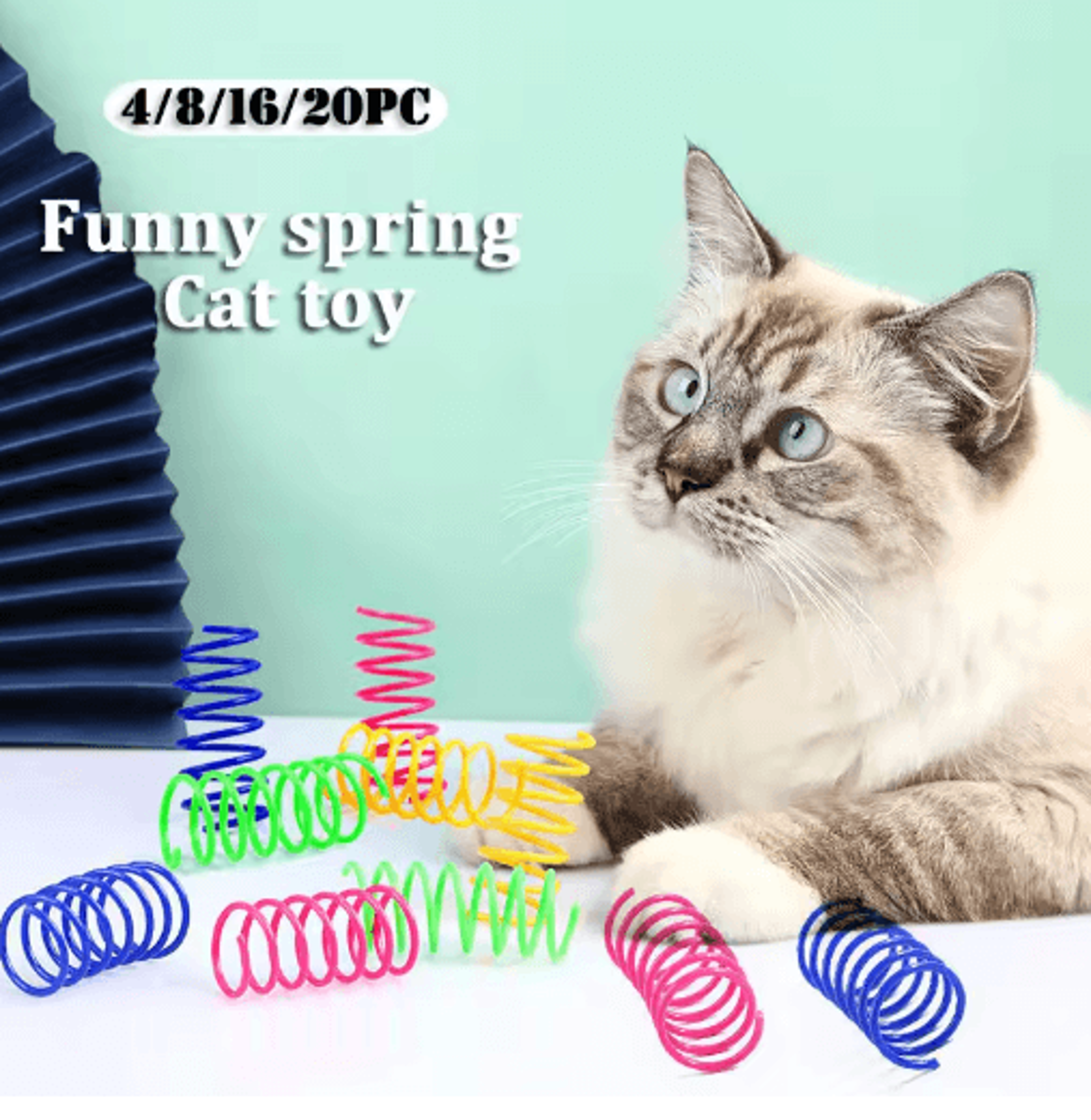 colorful spring cat toy set – high-bounce spiral chase & chew toys for kittens