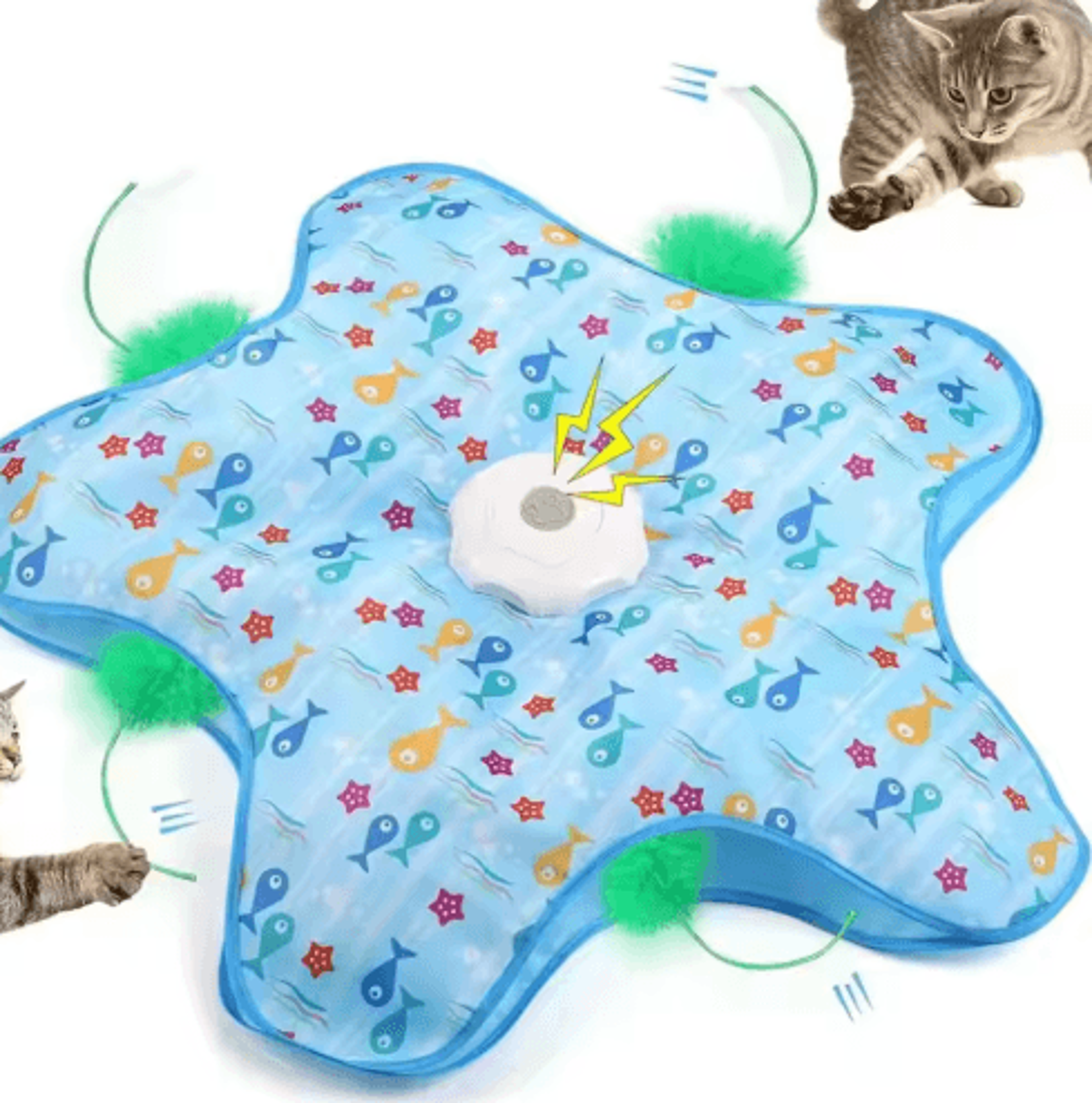 interactive automatic cat turntable toy feather chase & animal sound enrichment game