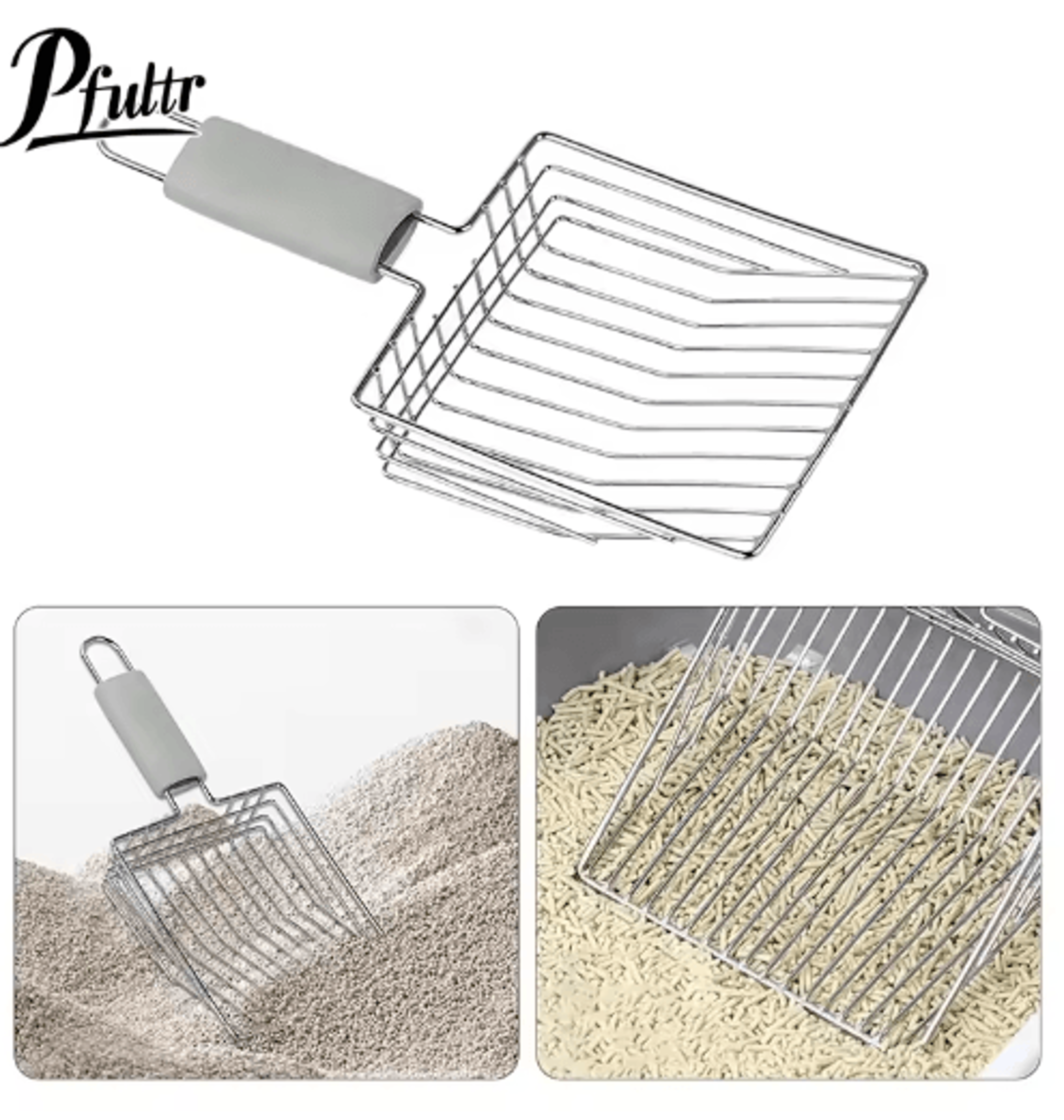 heavy-duty metal cat litter scoop stainless steel pet waste shovel with durable aluminum handle