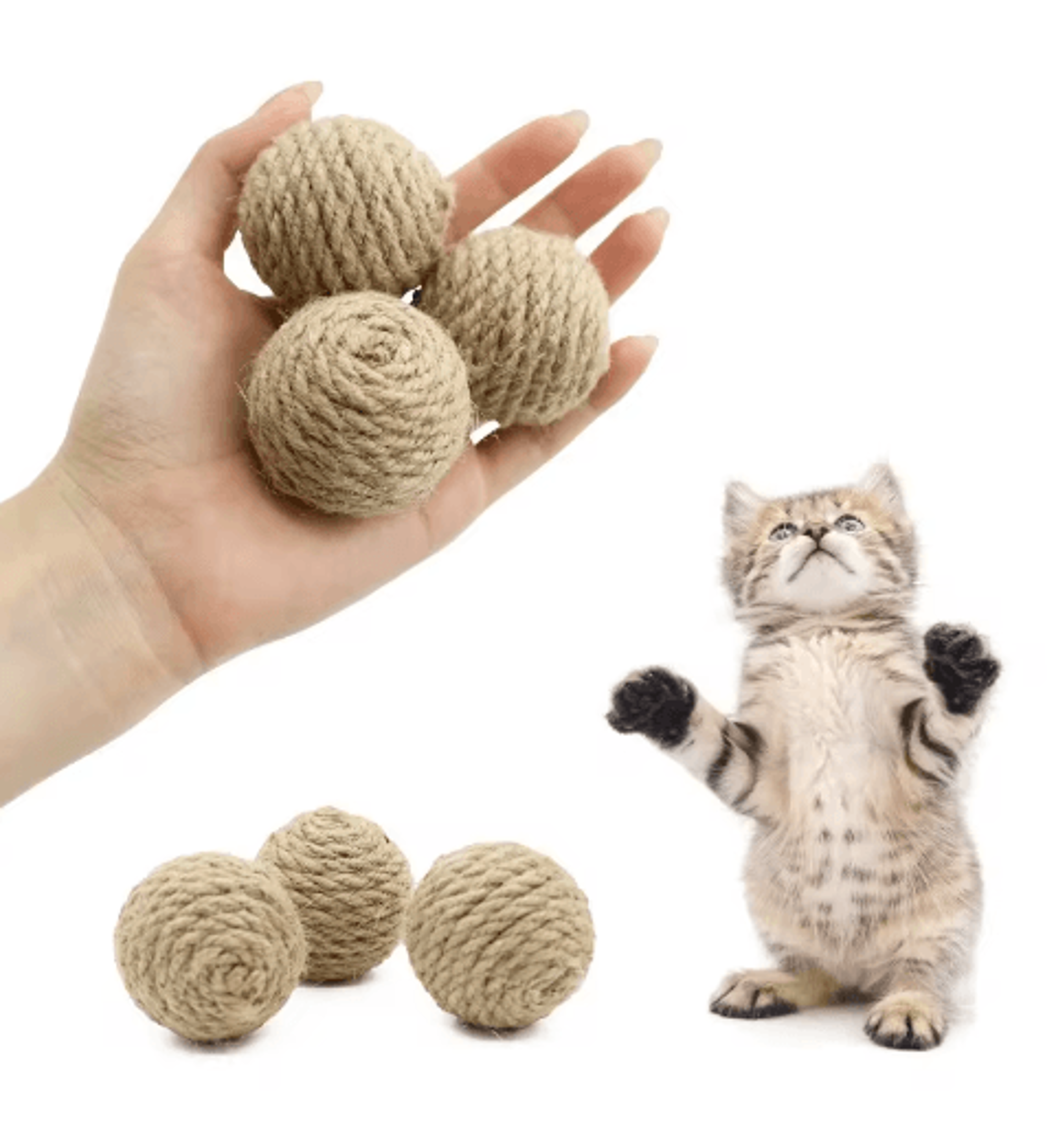 sisal sounding cat ball toy set interactive scratching & rolling balls for cats