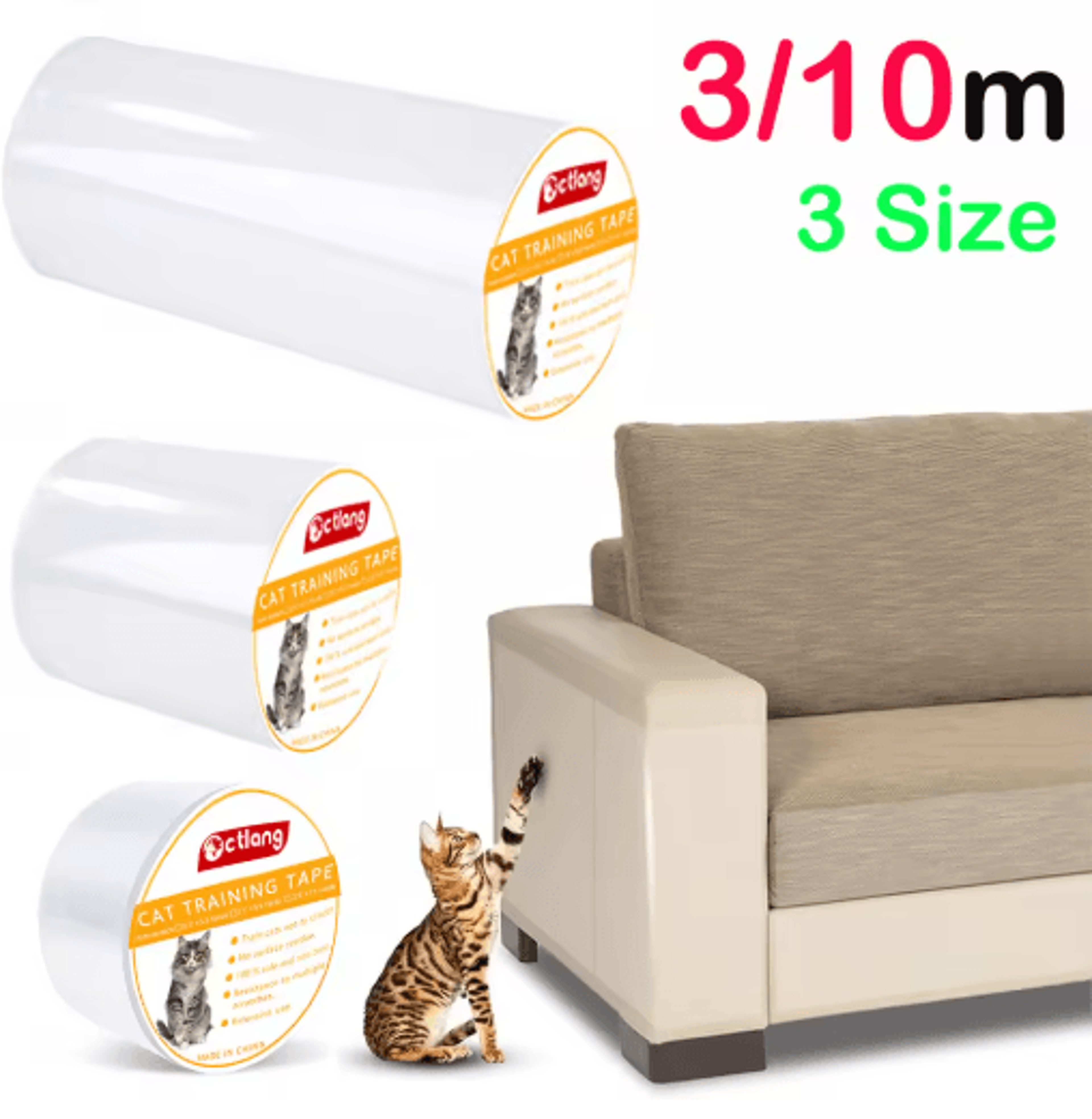 transparent cat scratch deterrent tape – self-adhesive furniture protector for cat