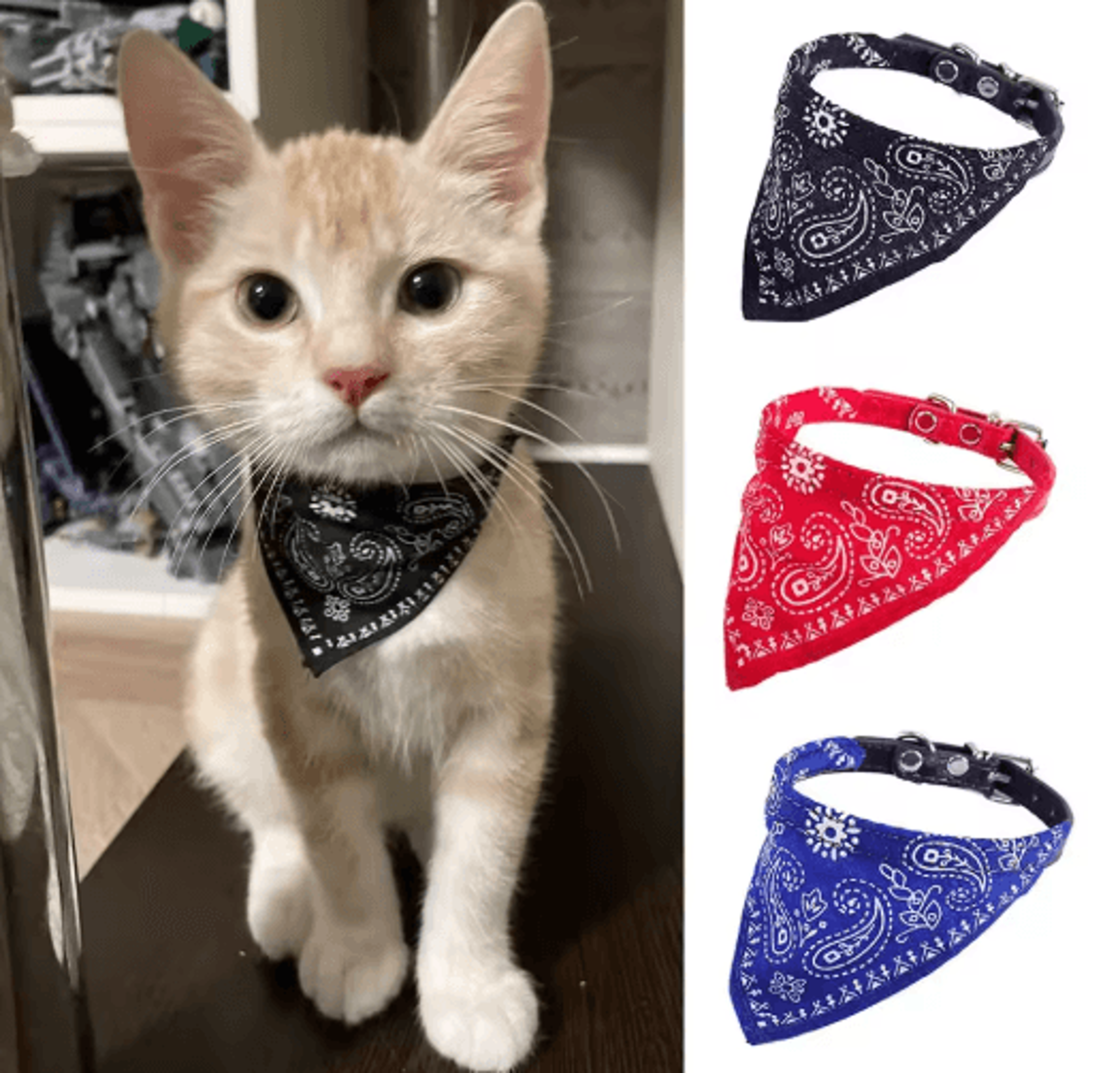 cute printed bandana pet collar – adjustable triangle scarf for cats, kittens & small dogs