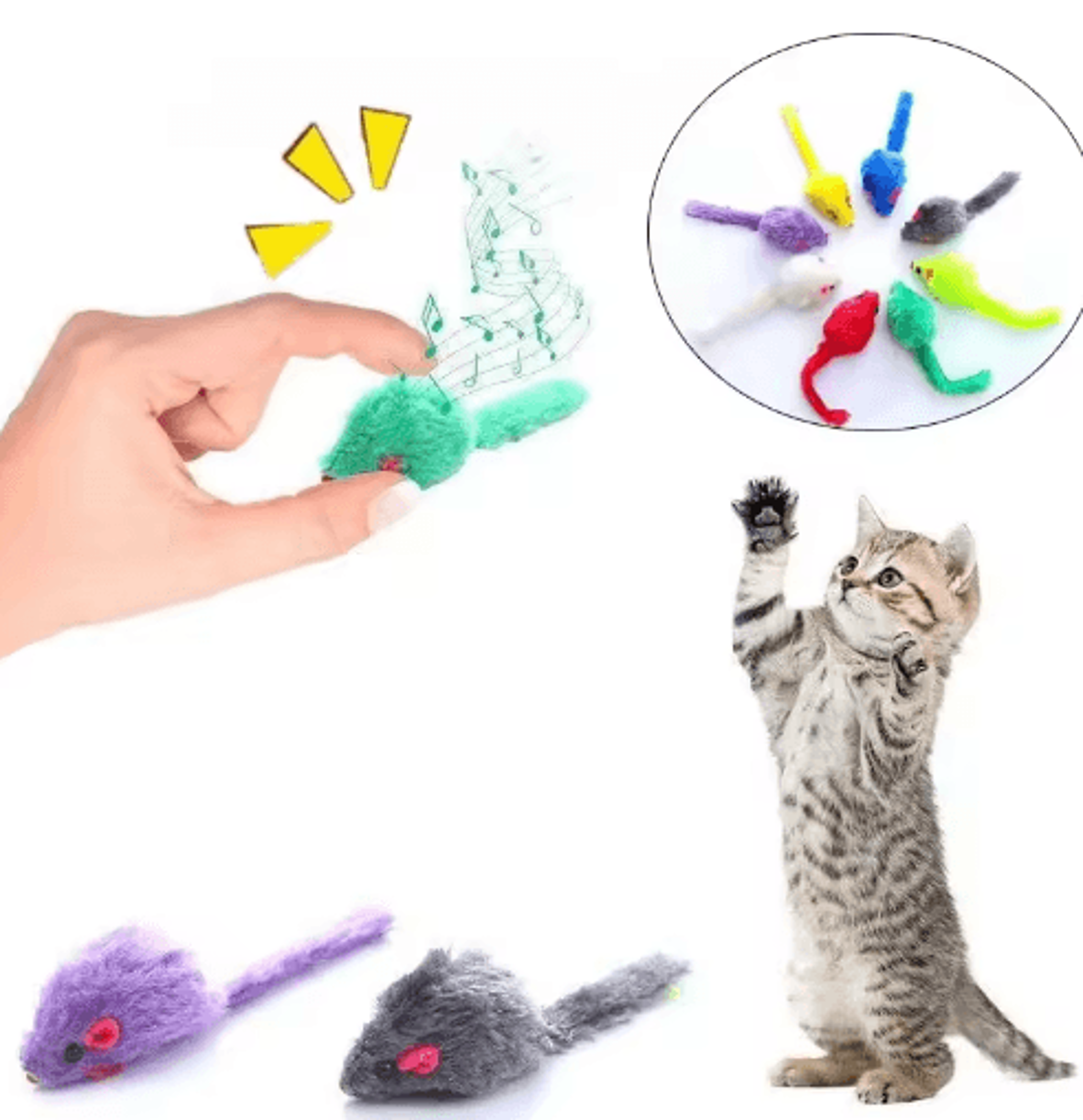squeaky catnip mouse toy faux fur interactive training toy for cats and kittens