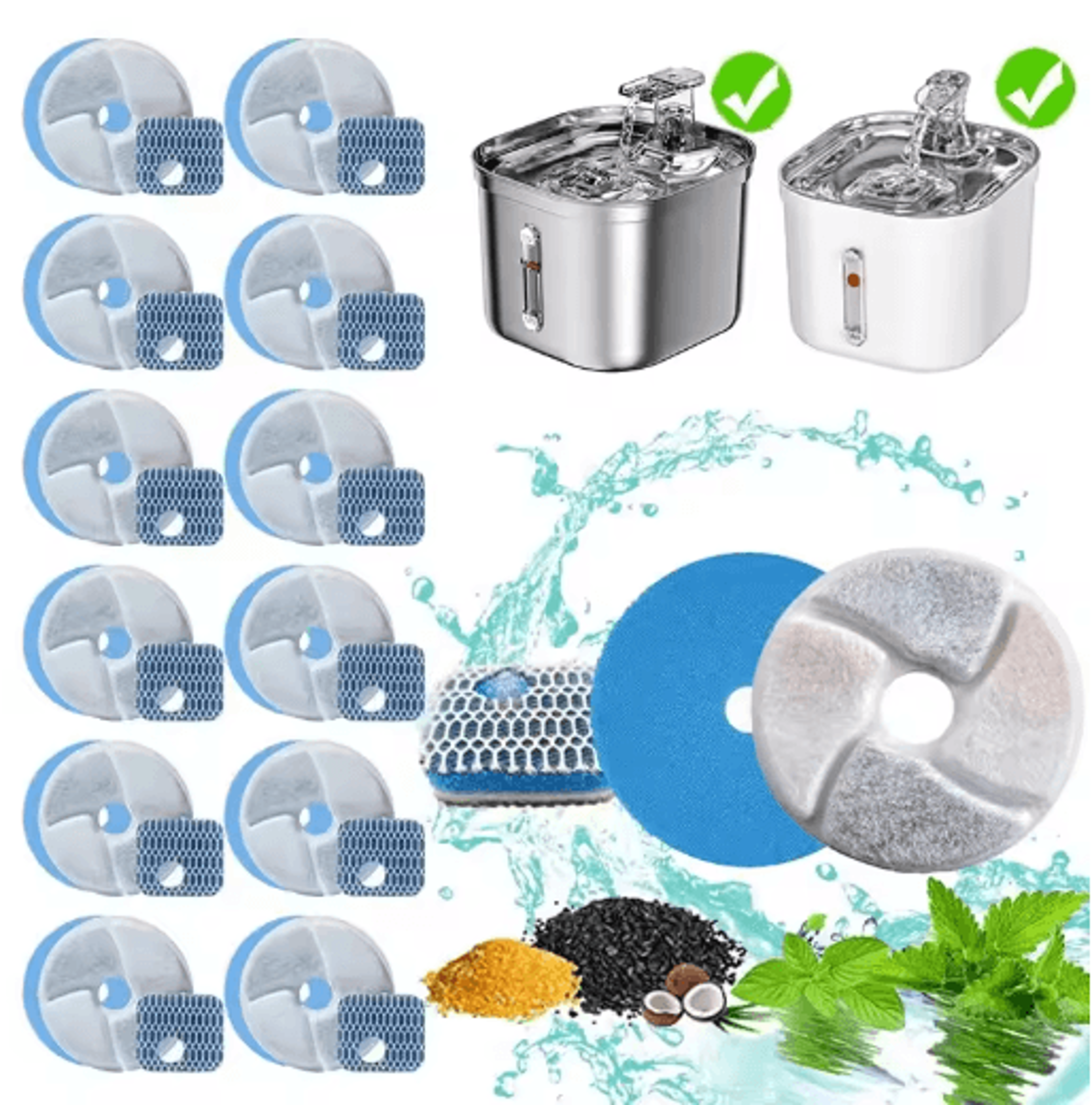 pure flow pet fountain filters 12-pack replacement water fountain filters for cats & dogs
