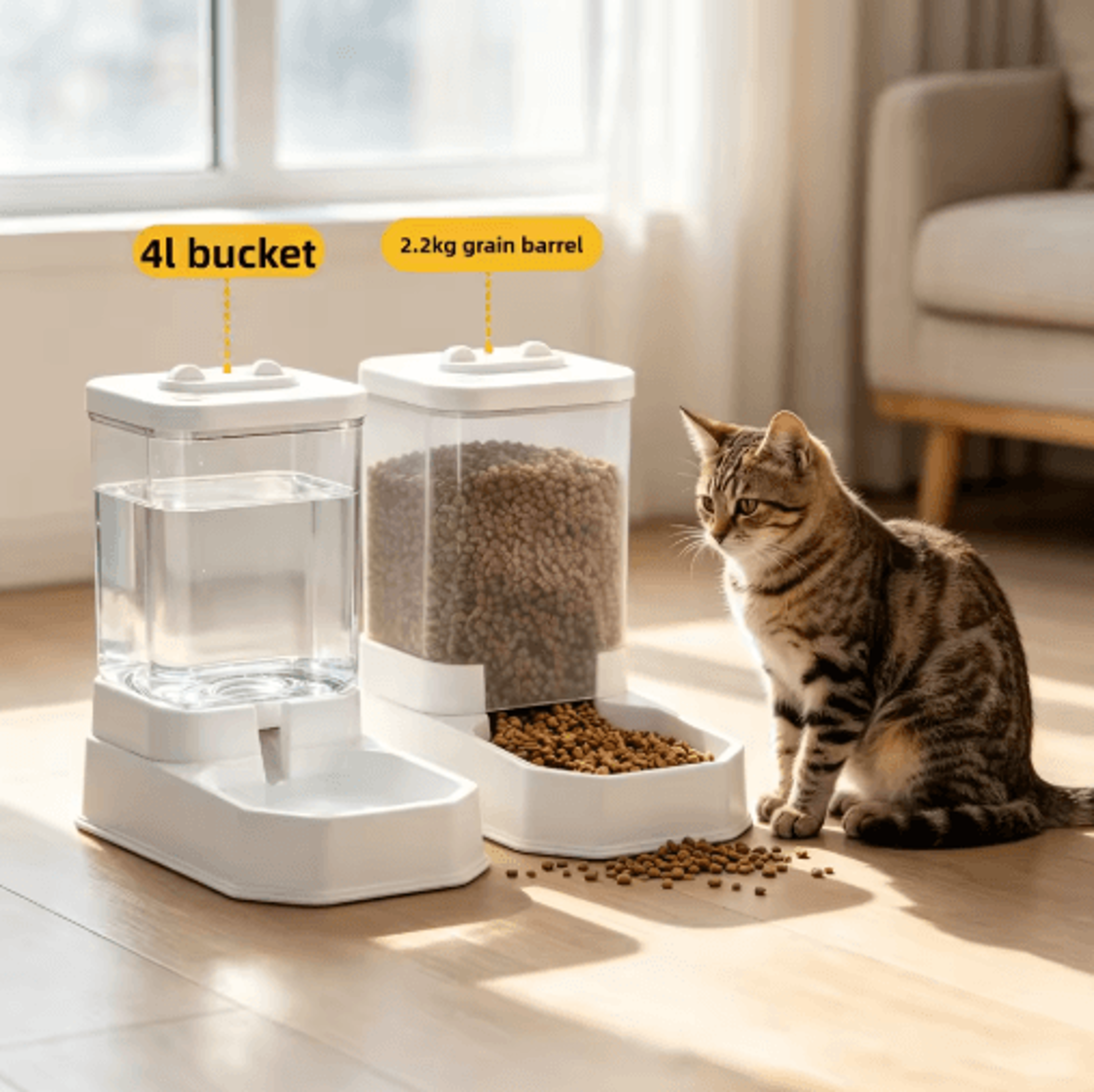 freshflow 4l automatic pet feeder & waterer set gravity food and water dispenser for cats & dogs