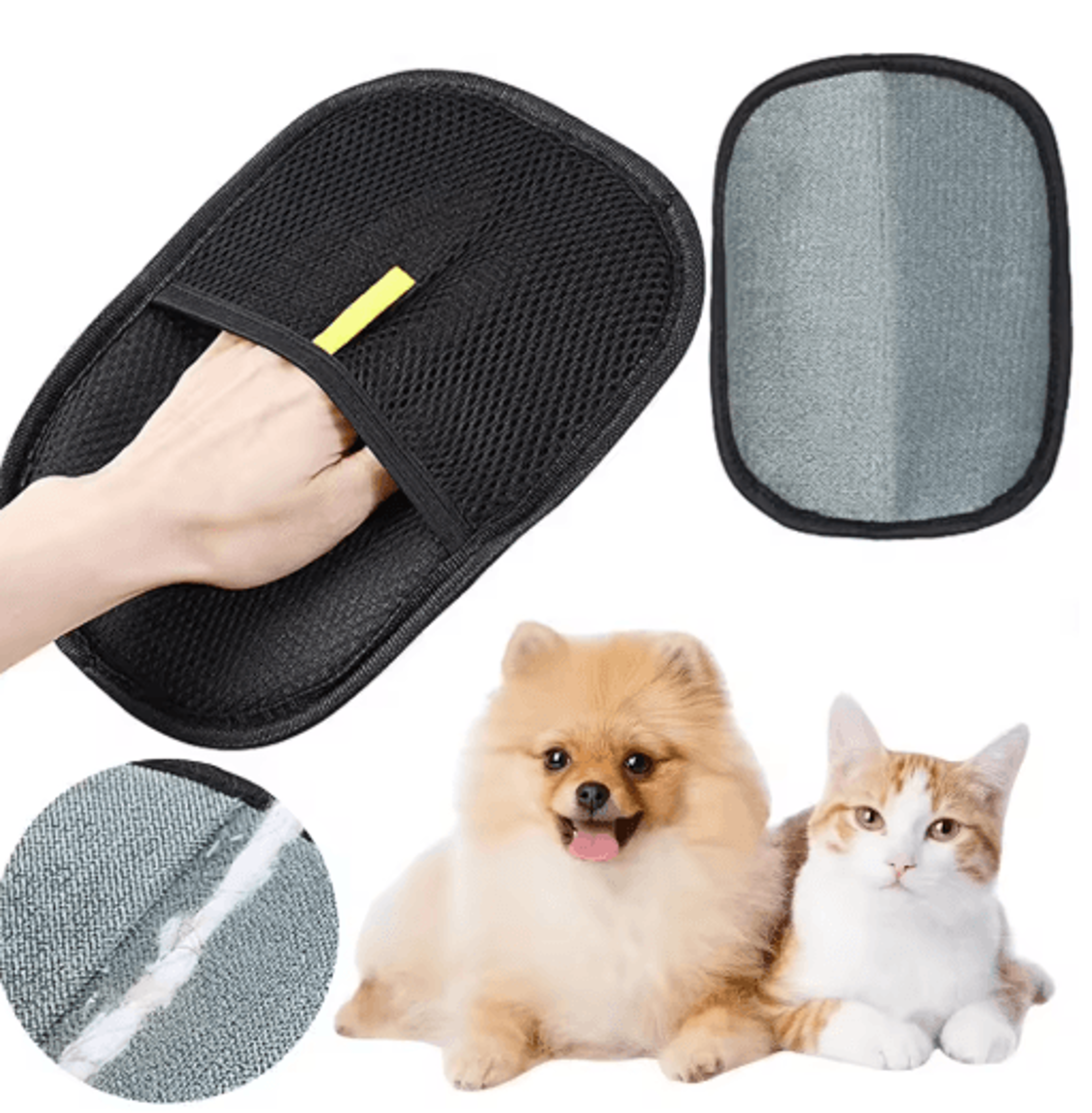 furease pet grooming glove deshedding hair remover glove for dogs, cats & rabbits