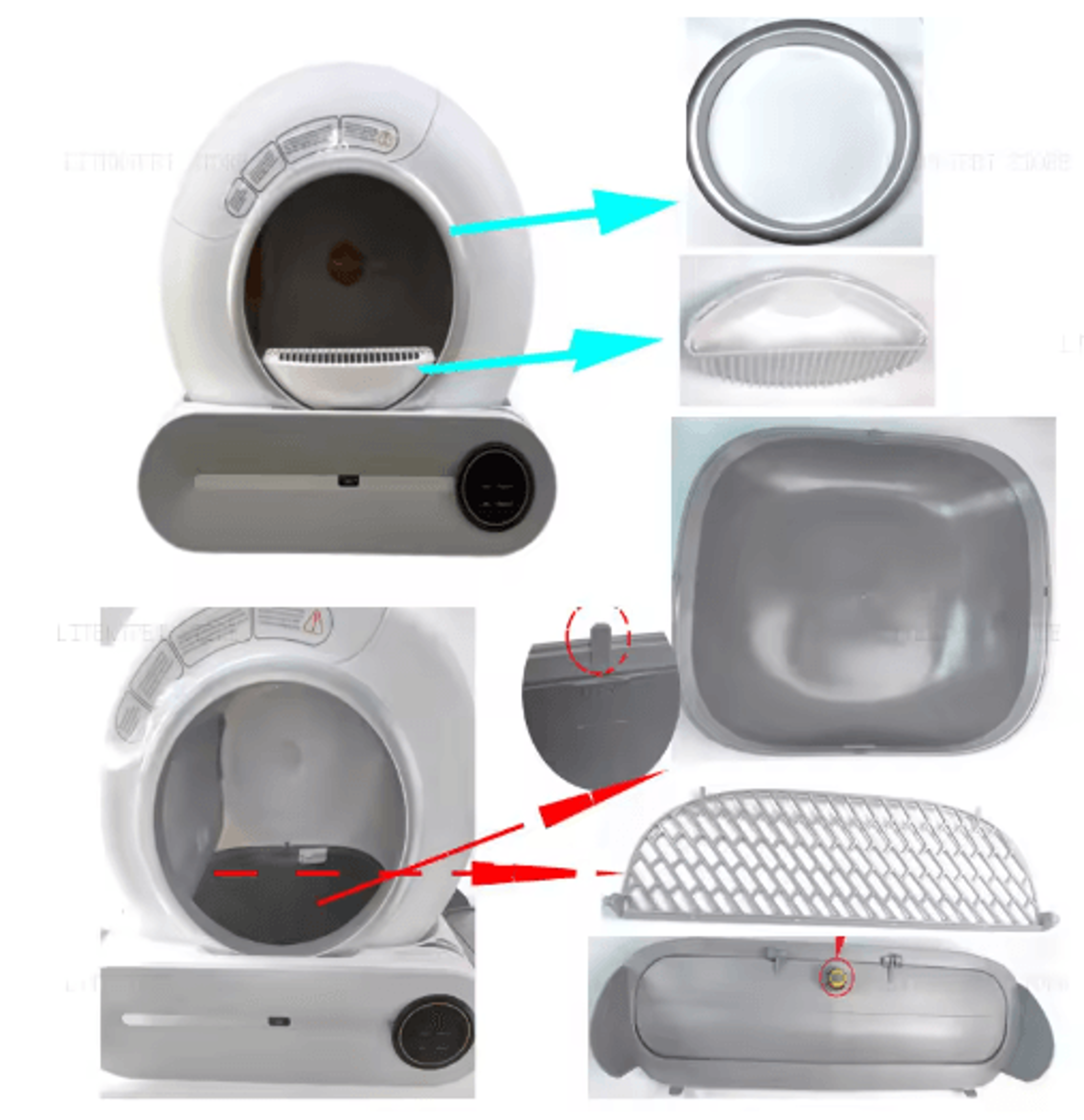 clean bin litter box waste collection kit – replacement bin door & garbage bag set for automatic cat litter boxes