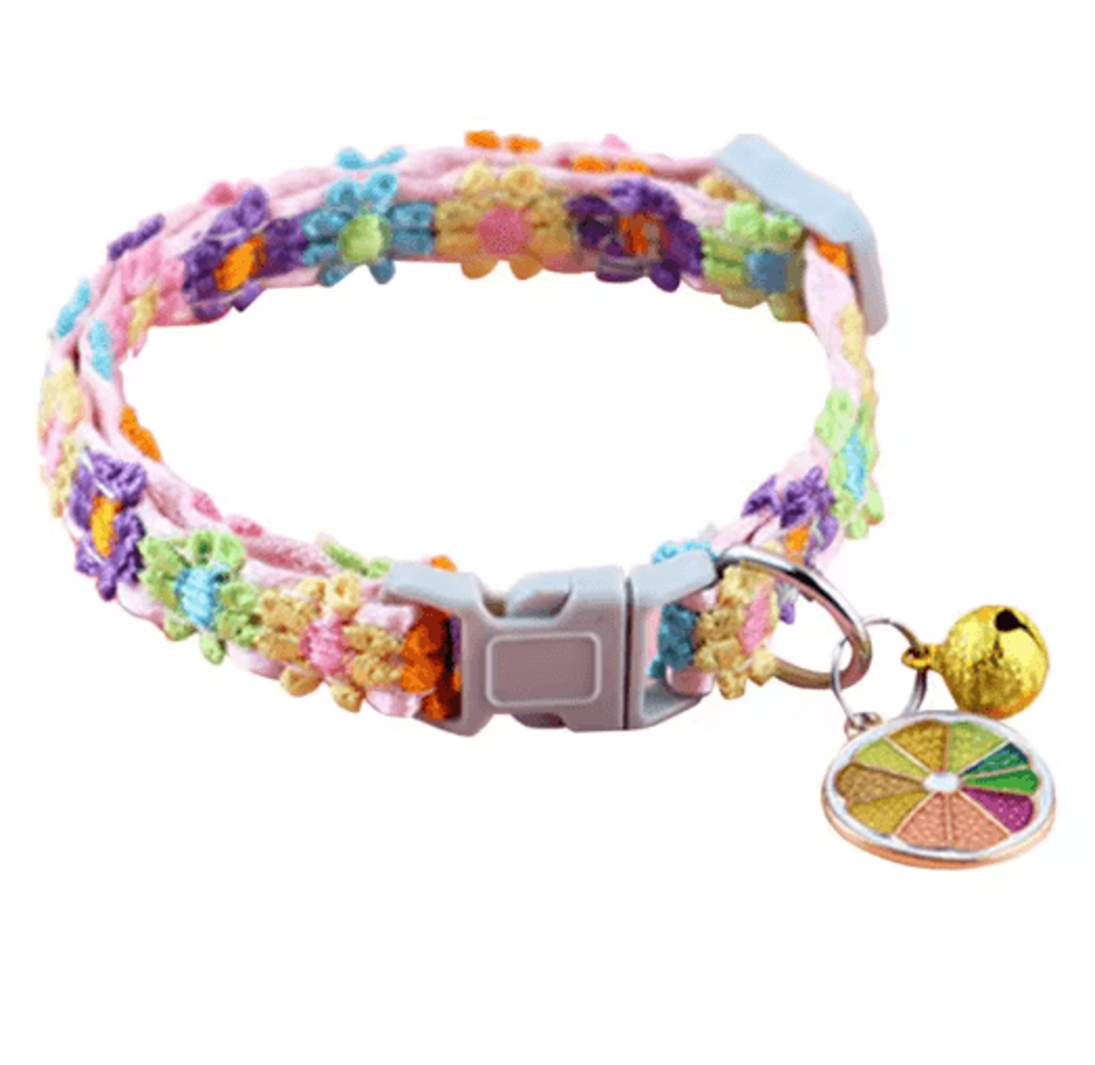 paw charm footprint pet collar with bell adjustable cartoon paw print collar for cats kittens & puppies