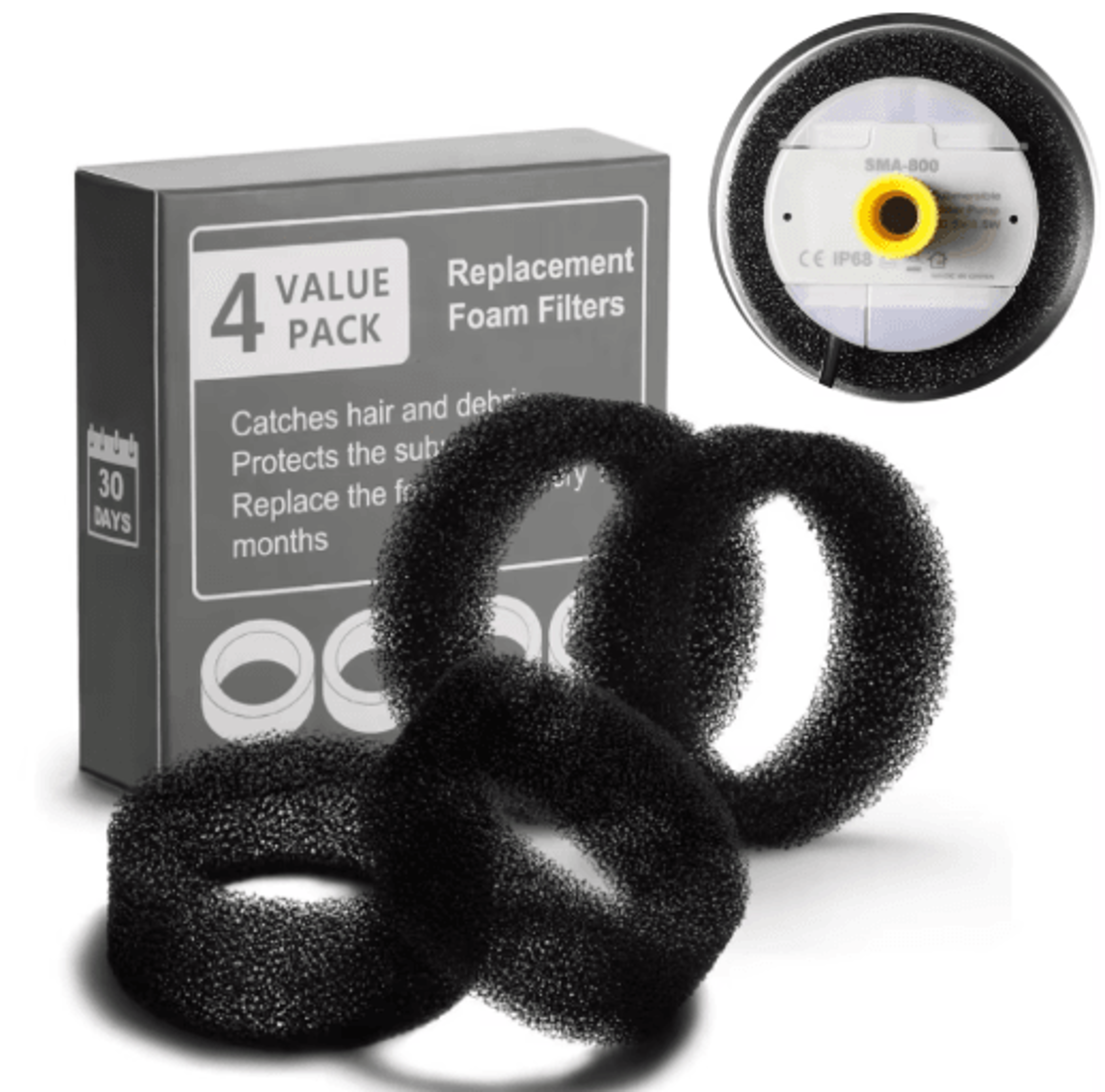 pure pump foam filter refills 4-pack replacement sponge filters for sma-800 cat water fountain pumps
