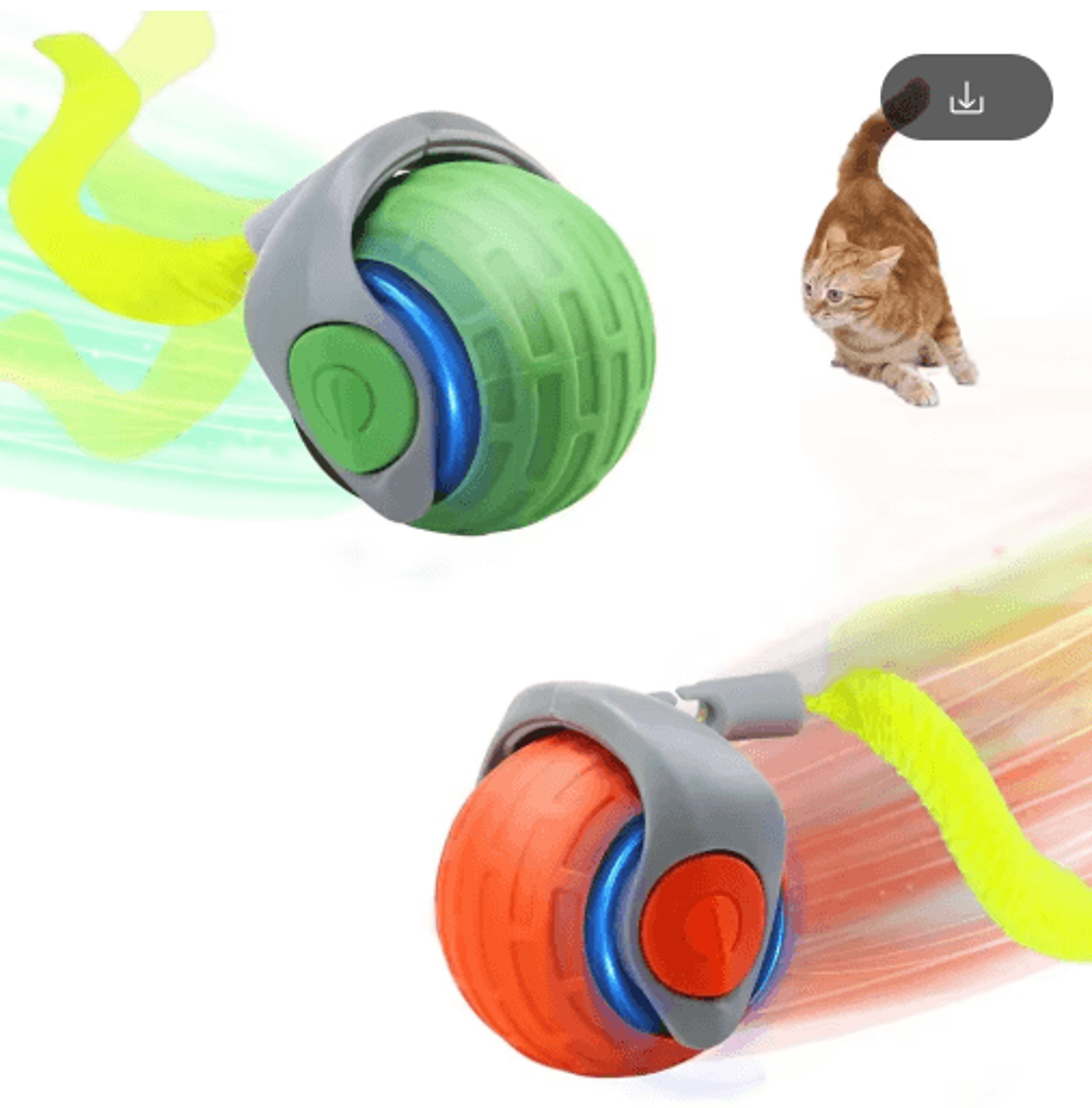 speedytail 2.0 smart interactive cat toy ball – automatic moving tail toy for cats & small dogs