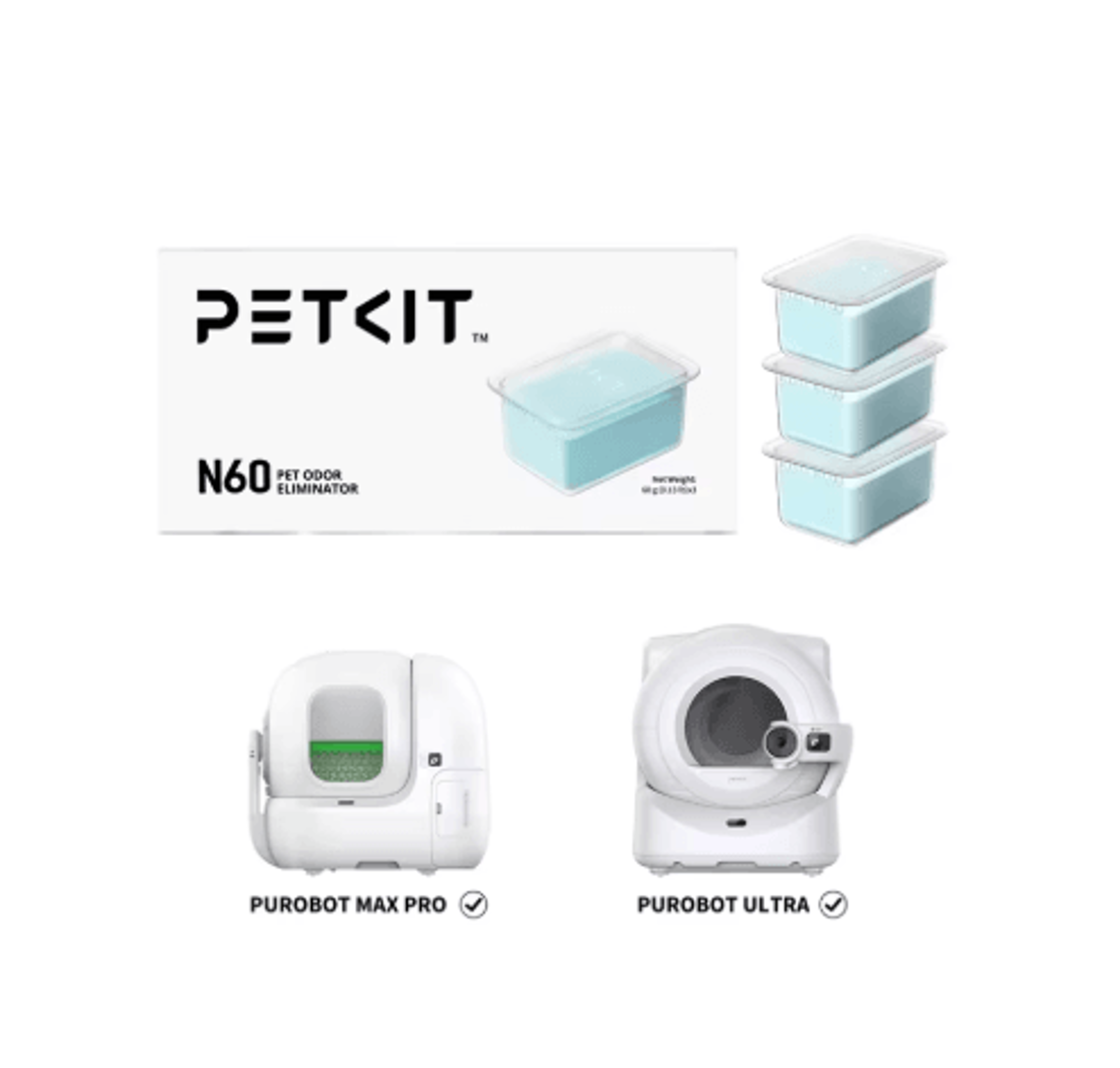 petkit n60 pet eliminator – odor control refills for purobot ultra self-cleaning litter box (3-pack)