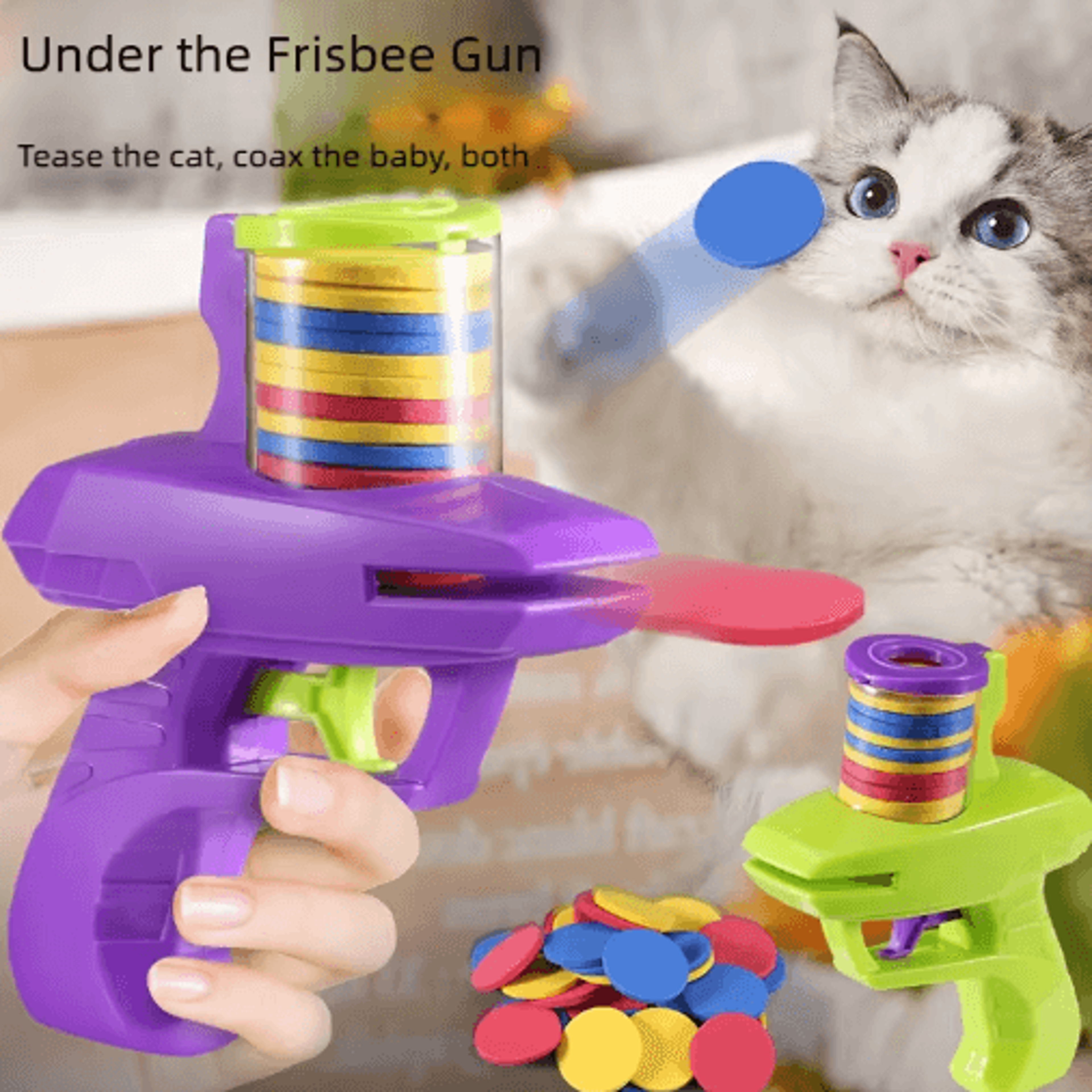 sky disc pet launcher toy set – interactive flying disc gun for cats, dogs & active play