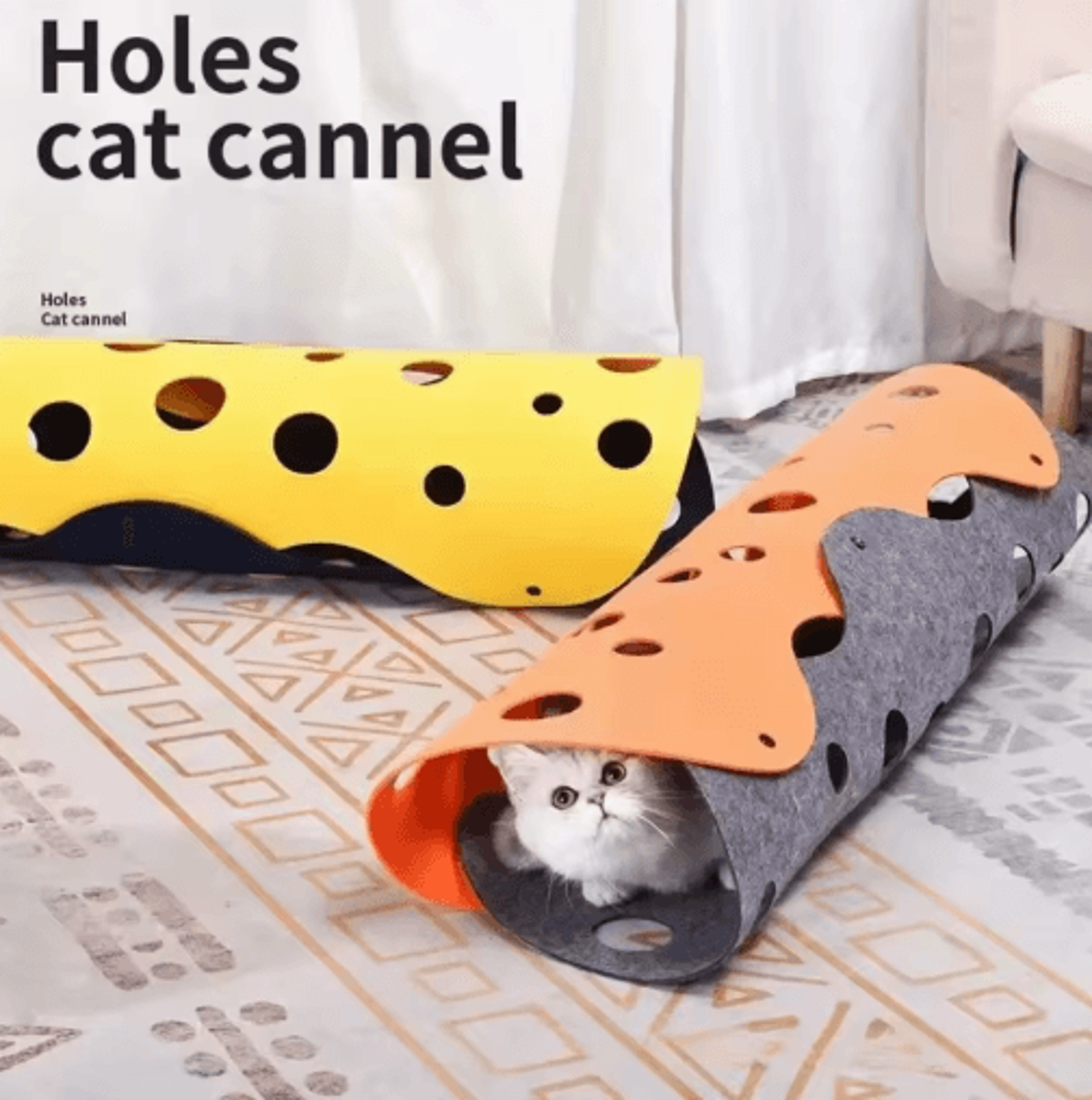 cozytunnel cat play bed – foldable interactive tunnel & activity mat for indoor cats