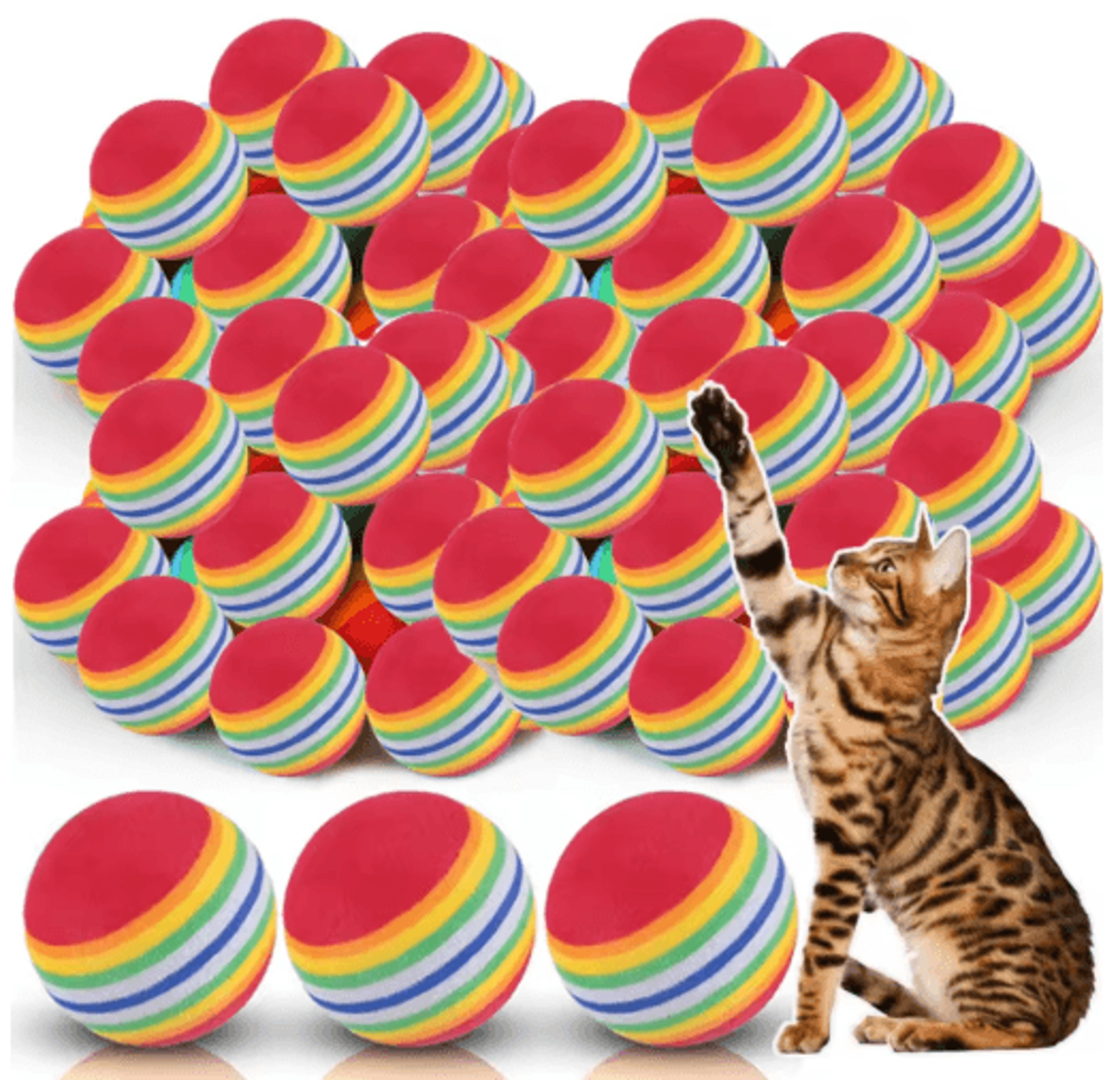 rainbowbounce eva pet ball set – bite-resistant interactive balls for cats, kittens & puppies