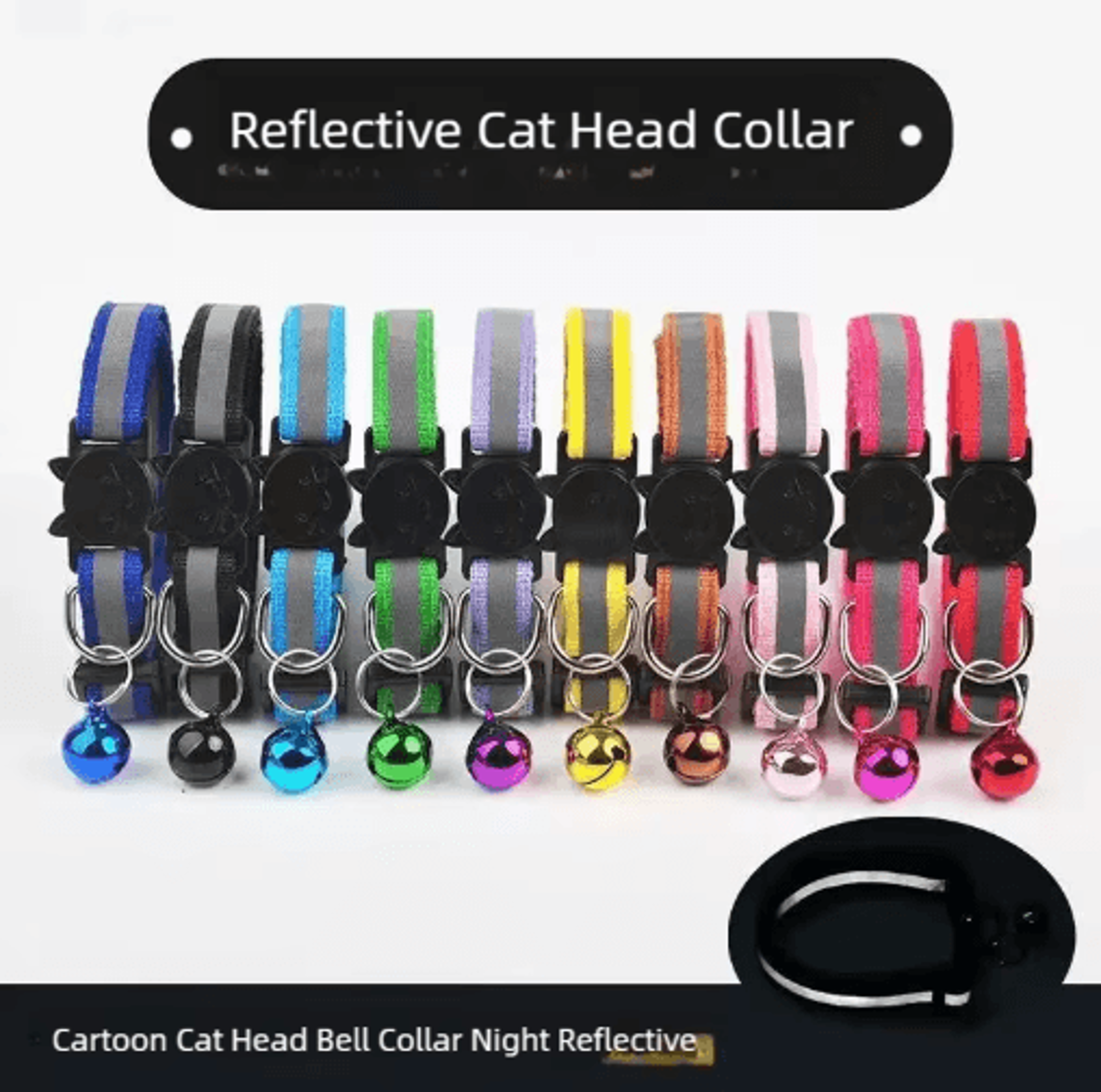 glowsafe reflective pet collar – adjustable bell collar for cats & small dogs