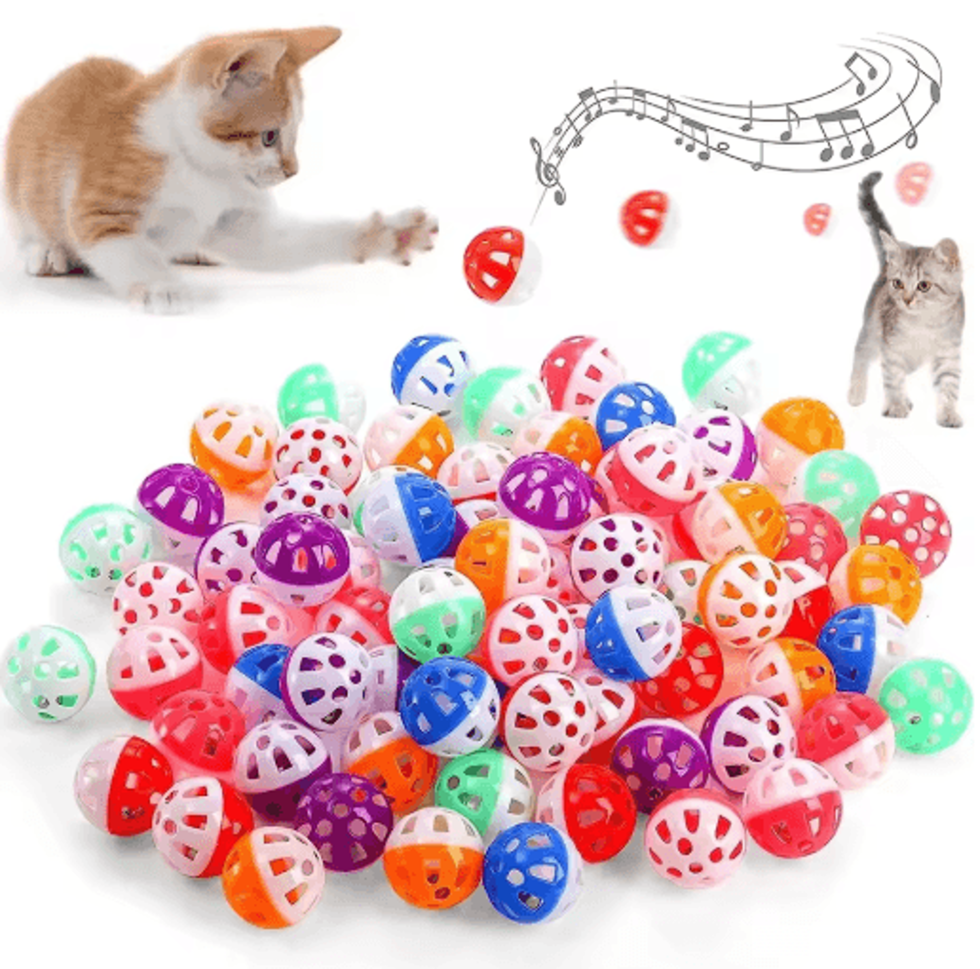 colorful jingle bell cat toy balls set for kittens and cats