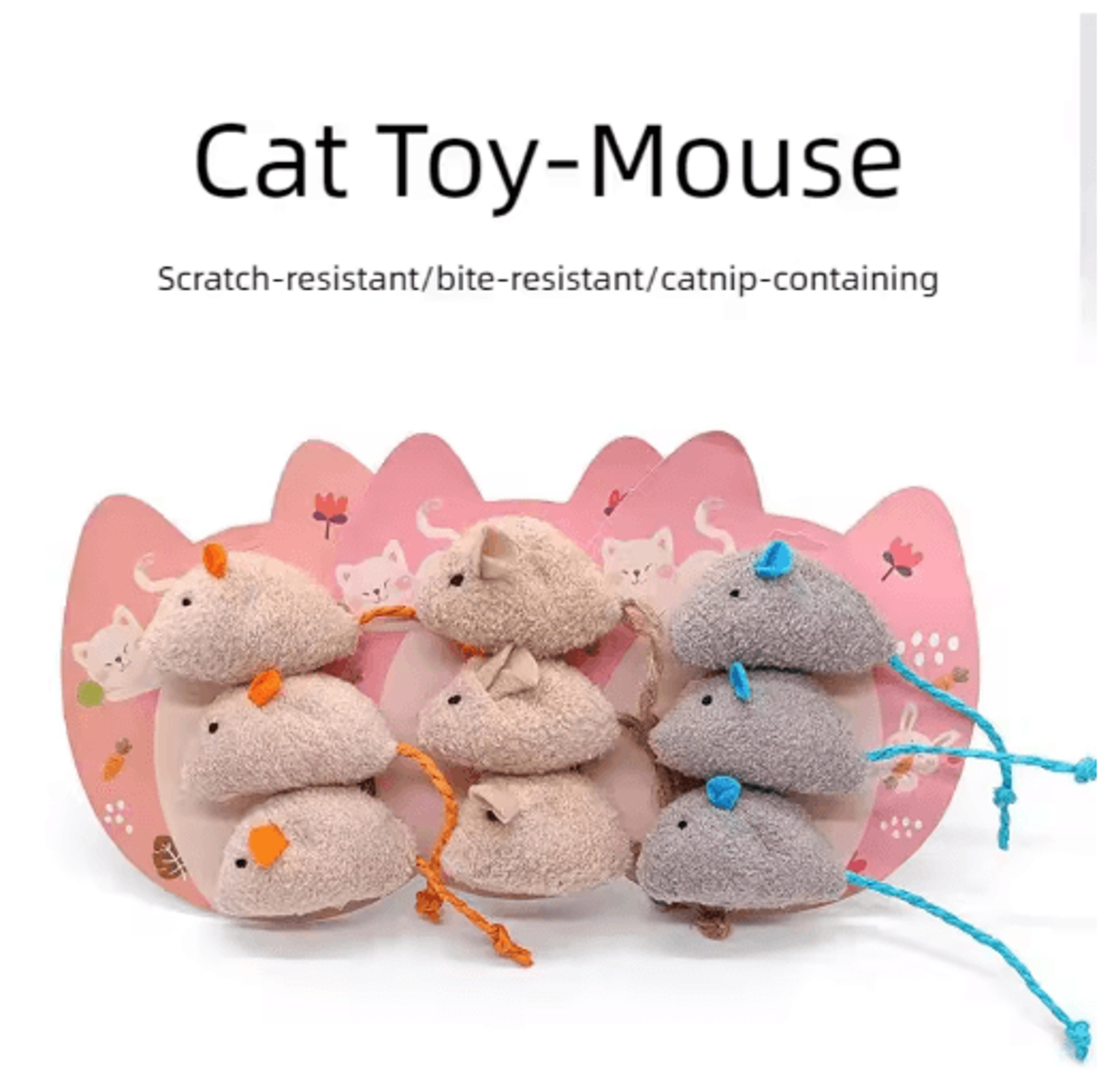 catnip plush mouse toy set for interactive cat and kitten play